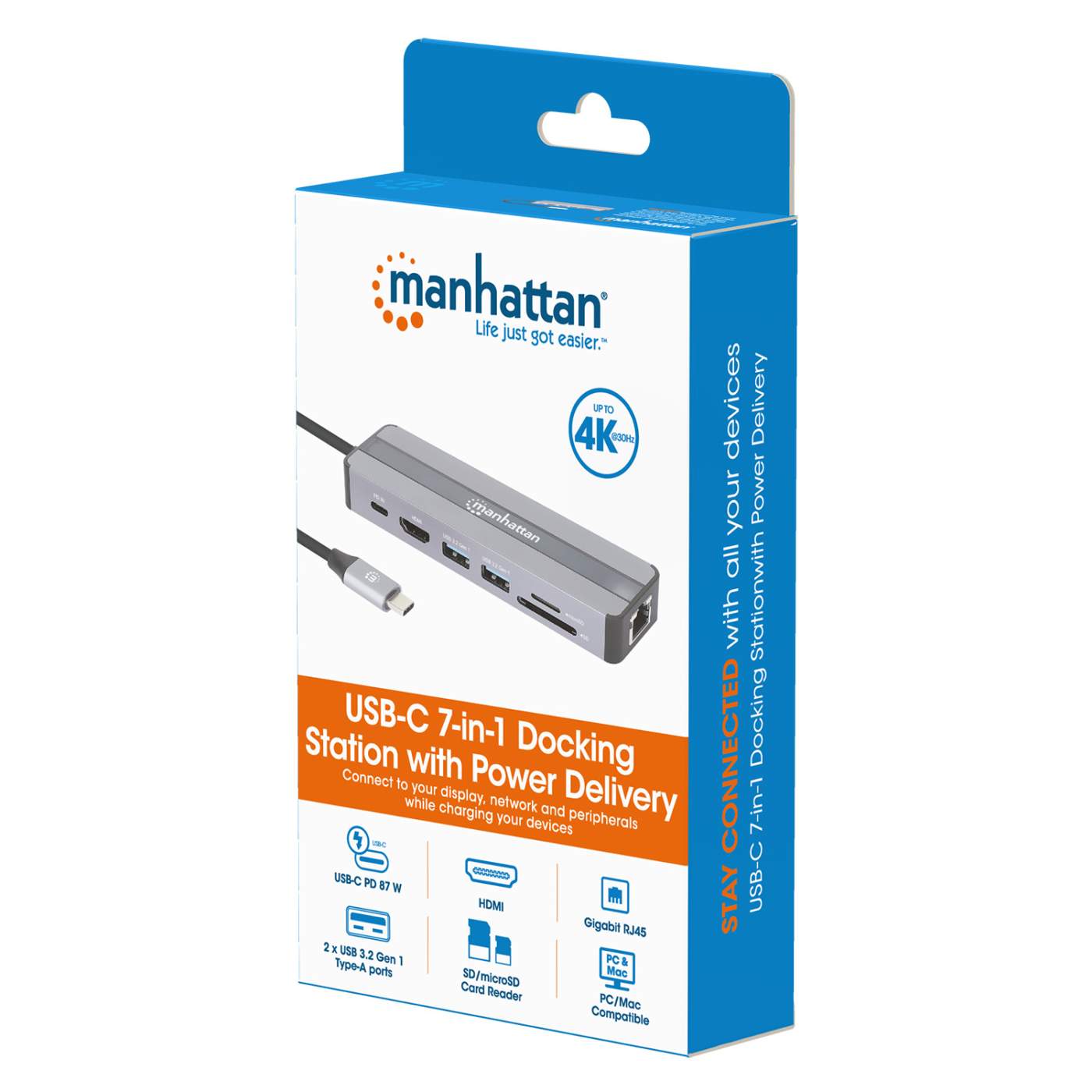 7-in-1 USB C Docking Station with 100W Power Delivery for MacBook Pro/Air, 4K HDMI, USB 3.0 Ports - Perfect for Home Office, Gaming & Multi-Monitor Setup