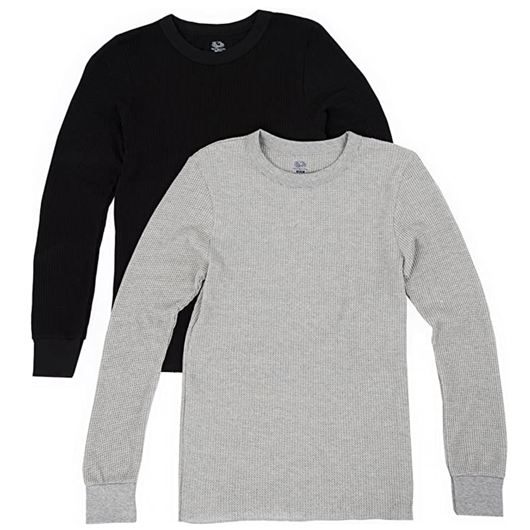 Fruit of the Loom Men's Classic Midweight Waffle Thermal Underwear Crew Top - Warm Long Sleeve Shirt for Winter, Hunting & Outdoor Activities