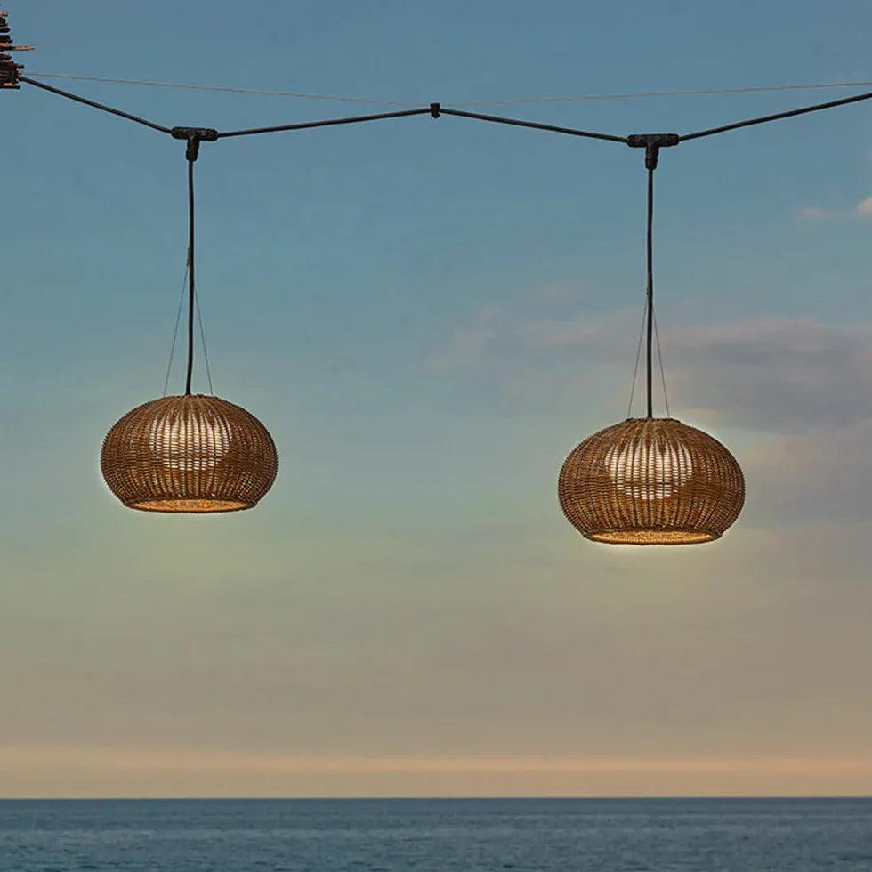 Rustic Rattan Outdoor Lantern Lights - Weatherproof Hanging Patio Lights for Garden, Porch, Backyard & Poolside Decor | Perfect for Summer Evenings & Outdoor Entertaining