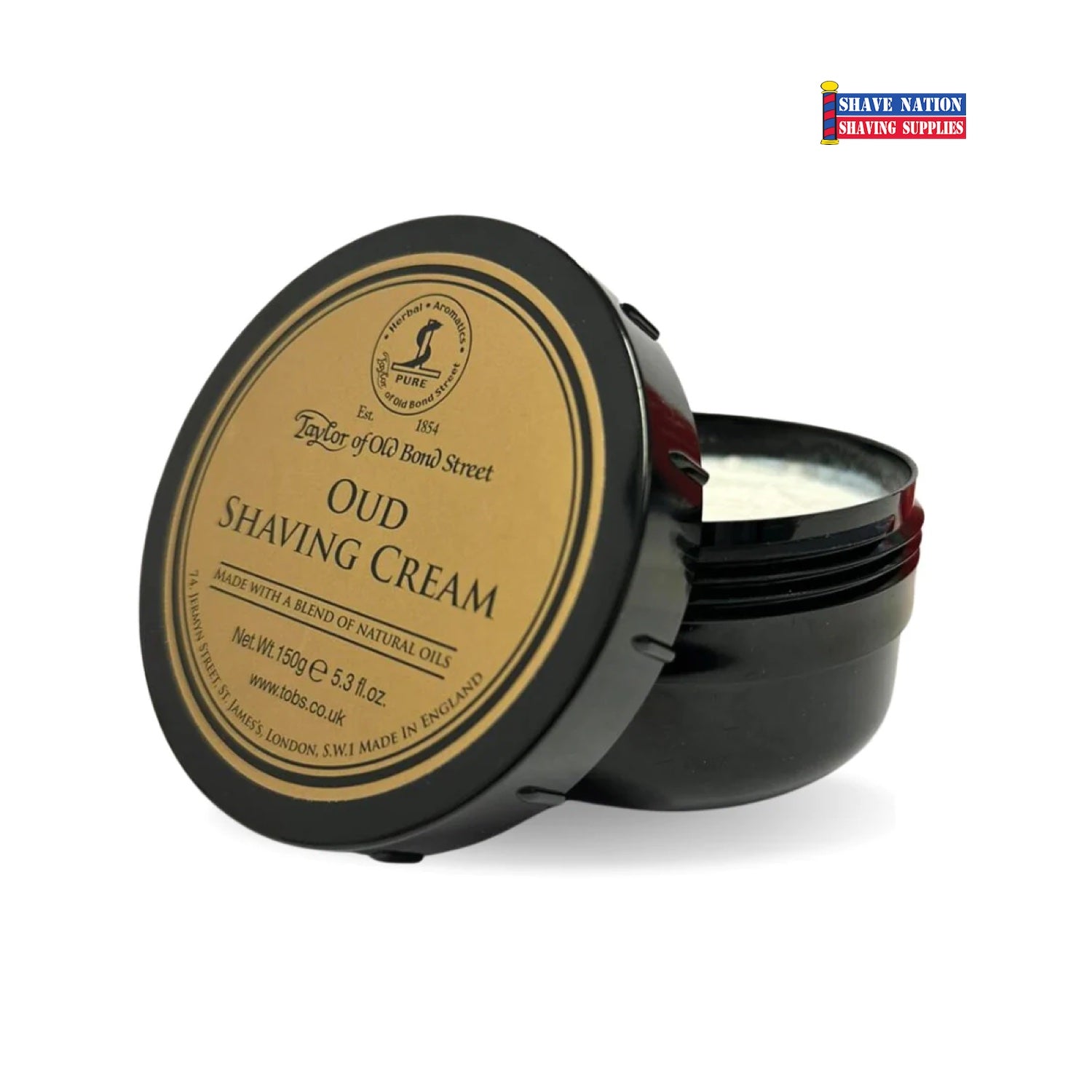 Premium Taylor of Old Bond Street OUD Shaving Cream Jar - Luxury Wet Shaving Cream for Men with Exotic Oud Fragrance - Perfect for Grooming, Gift Sets & Barber Shops