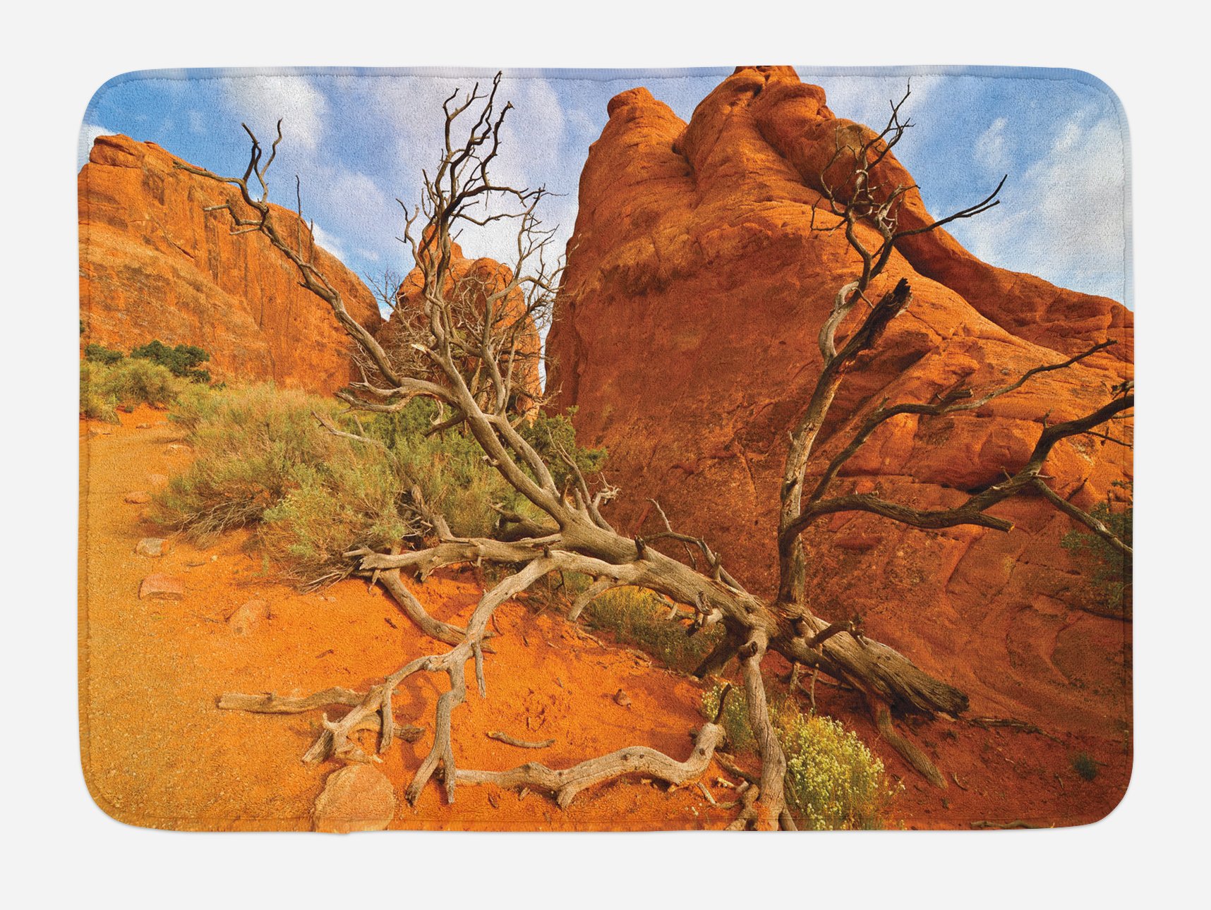 Ambesonne National Parks Bath Mat - Grand Canyon Monument Valley Nature Print, Non-Slip Plush Bathroom Rug, 30.2 x 20 Inches, Orange & Blue - Perfect for Spa, Guest Bathroom & Nature Lover's Home Decor