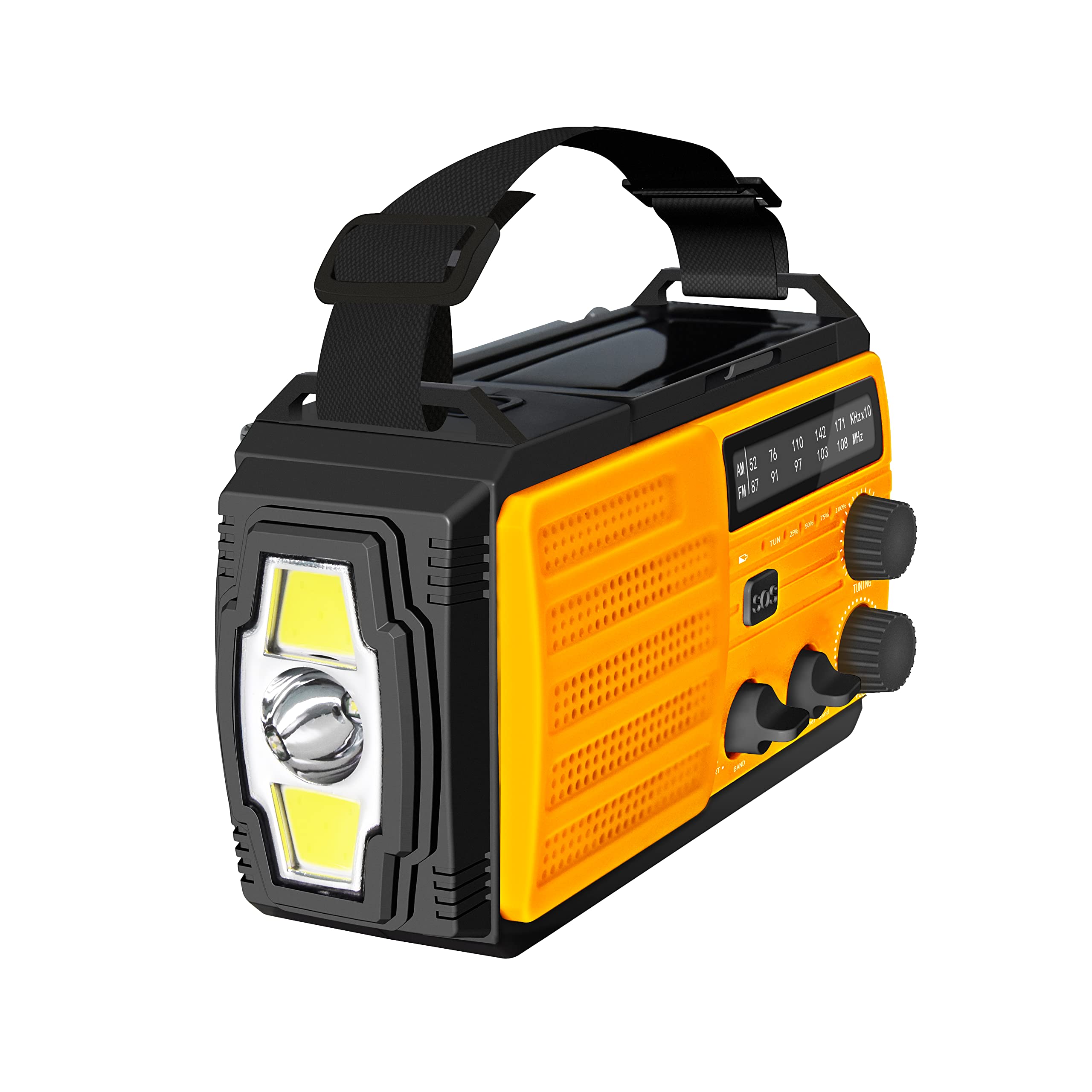 Kaito Voyager V3 Emergency Radio - Solar, Hand Crank, Battery & USB Powered AM/FM NOAA Weather Alert Radio with LED Flashlight & 4000mAh Phone Charger (Yellow) - Perfect for Camping, Hiking, and Emergency Preparedness