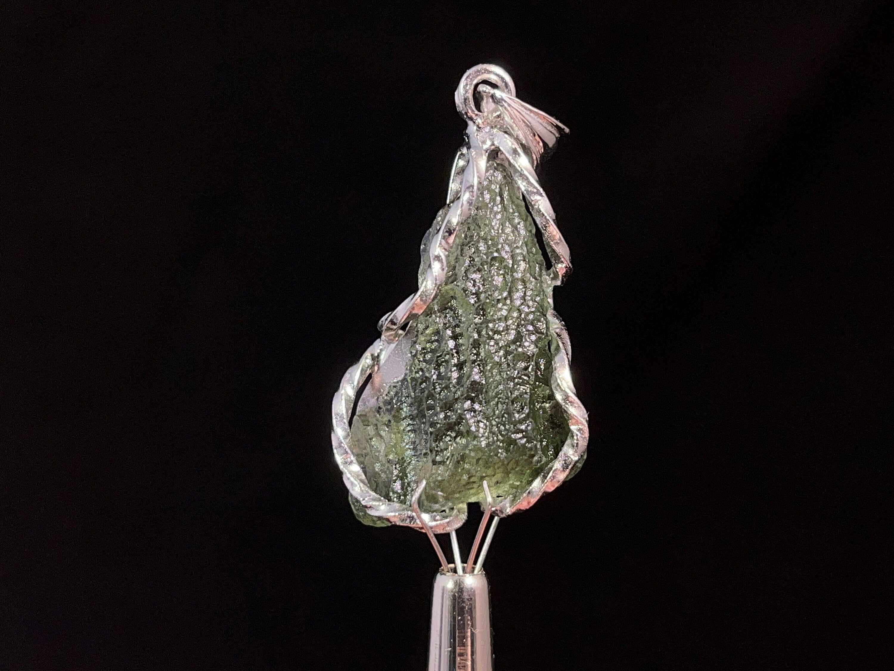 Genuine Moldavite Pendant Necklace in Sterling Silver - Authentic Raw Moldavite Jewelry for Spiritual Healing & Energy Protection - Perfect for Meditation, Reiki & Crystal Therapy