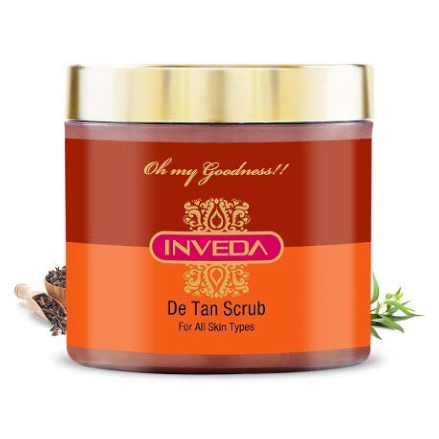 Inveda De Tan Scrub with Basil, Clove Oil & Lemon Peel Extracts - 100ml Exfoliating Face & Body Scrub for Tan Removal, Even Skin Tone & Smooth Skin | Perfect for Post-Sun Care & Daily Glow Routine