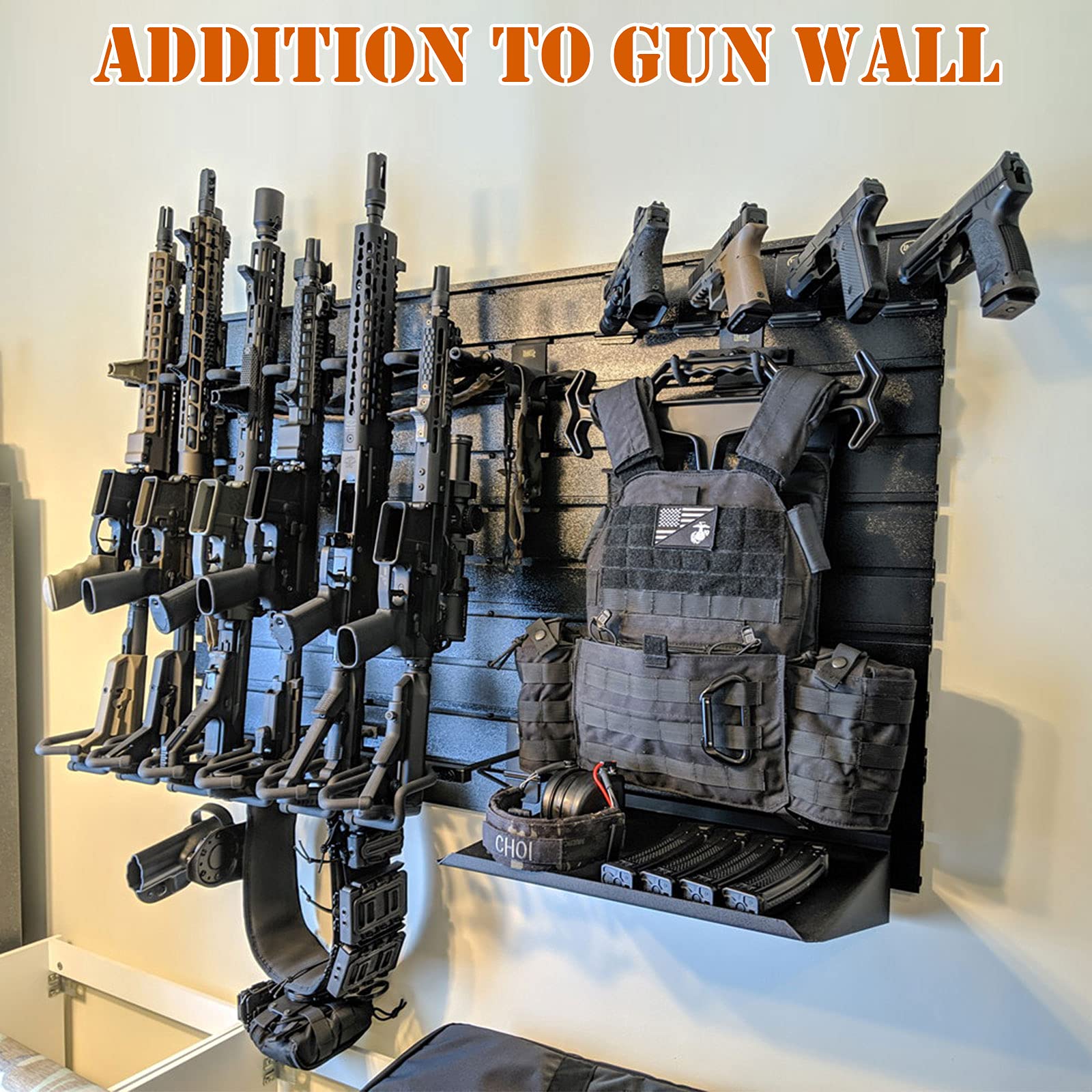 Heavy Duty Metal Gun Rack Wall Mount - Rifle Shotgun Hooks & Bow Hangers with Soft Padding - Secure Firearm Storage for Home, Hunting Cabin, or Shooting Range Display