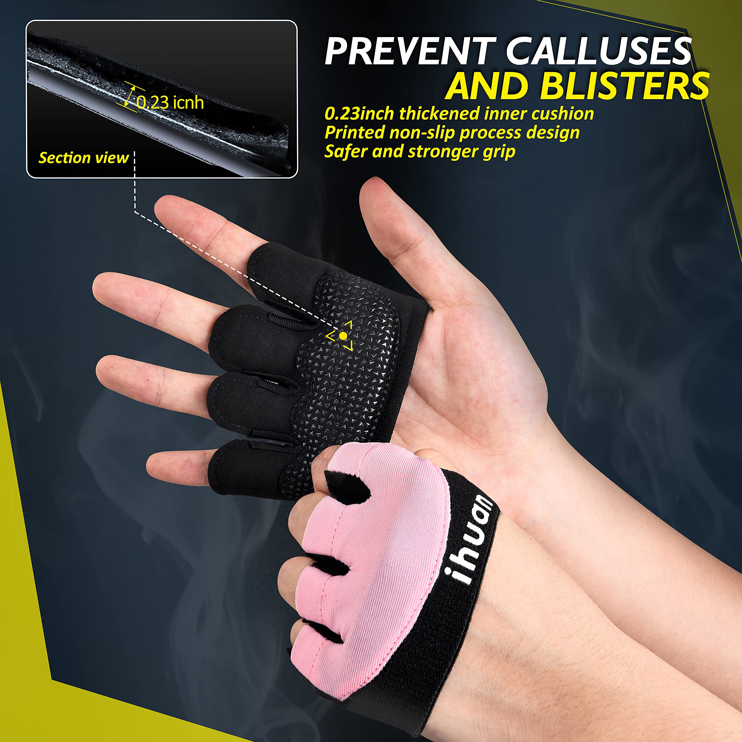iHuan Weight Lifting Gloves for Men & Women - Breathable Gym Workout Gloves for Weightlifting, Exercise & Fitness Training - Perfect for CrossFit, Powerlifting & Home Workouts
