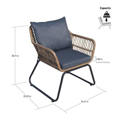Lugano 2-Piece Patio Seating Set with Waterproof Cushions - Outdoor Garden Furniture for Backyard, Porch & Poolside Relaxation