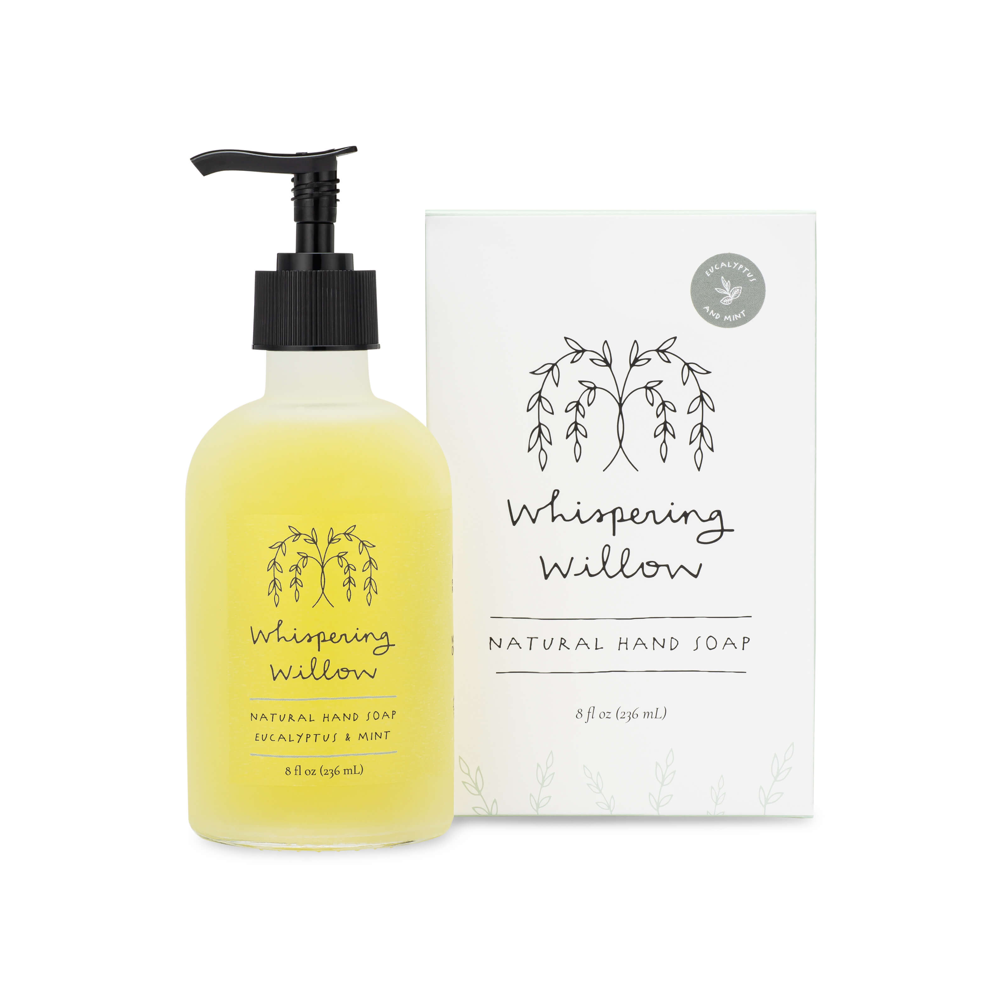 Eucalyptus & Mint Natural Hand Soap - 8oz Glass Bottle - Moisturizing & Refreshing for Dry Hands - Perfect for Bathroom, Kitchen & Office Use