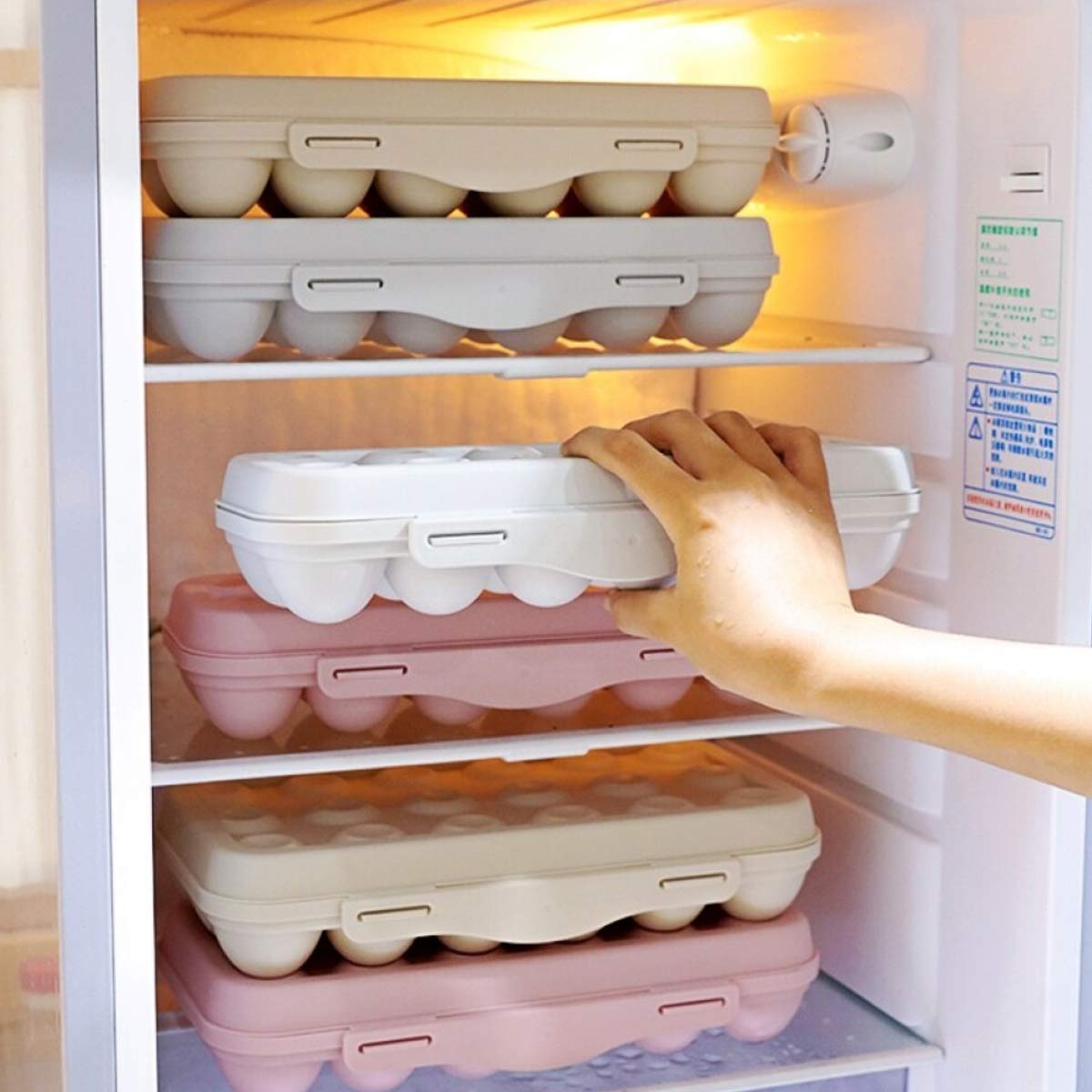 Plastic Egg Tray Holder with Lid - 12-Capacity Refrigerator Storage Organizer for Fresh Eggs (Grey) | Perfect for Kitchen Organization & Egg Protection