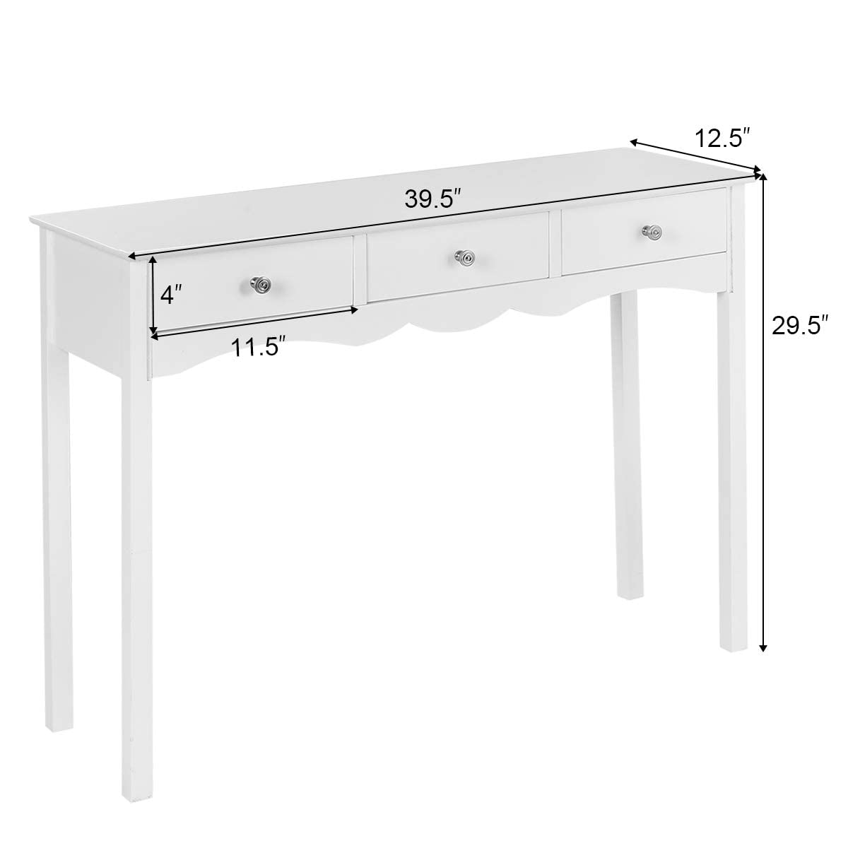 KOTEK White Console Table with 3 Drawers - Wooden Sofa Table with Storage, Entryway Hall Table for Living Room & Bedroom - Perfect for Small Spaces, Home Decor, and Organizing Essentials