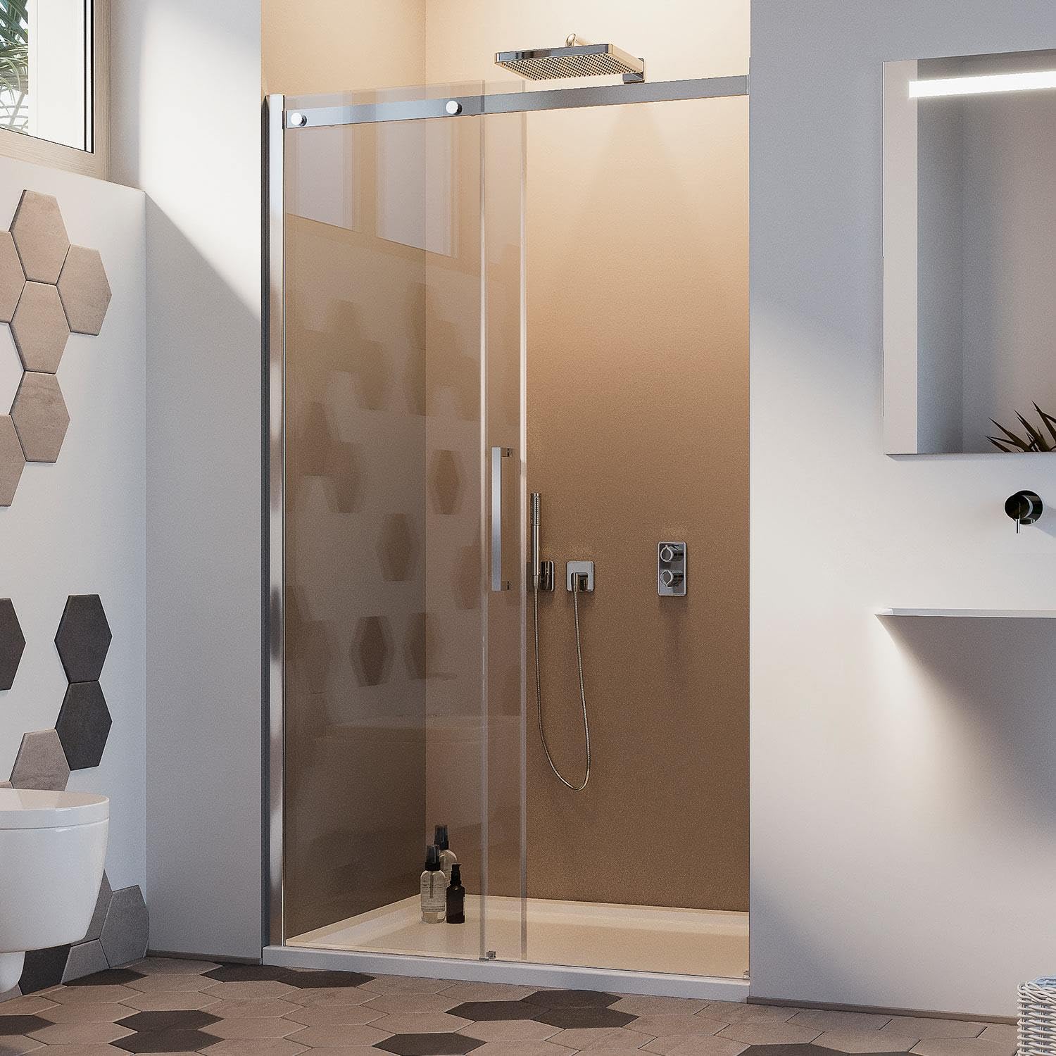 130CM x 200CM 8mm Clear Glass Left-Hand Shower Enclosure with Easy-Clean Technology - Prime Model | Perfect for Modern Bathrooms & Space-Saving Solutions
