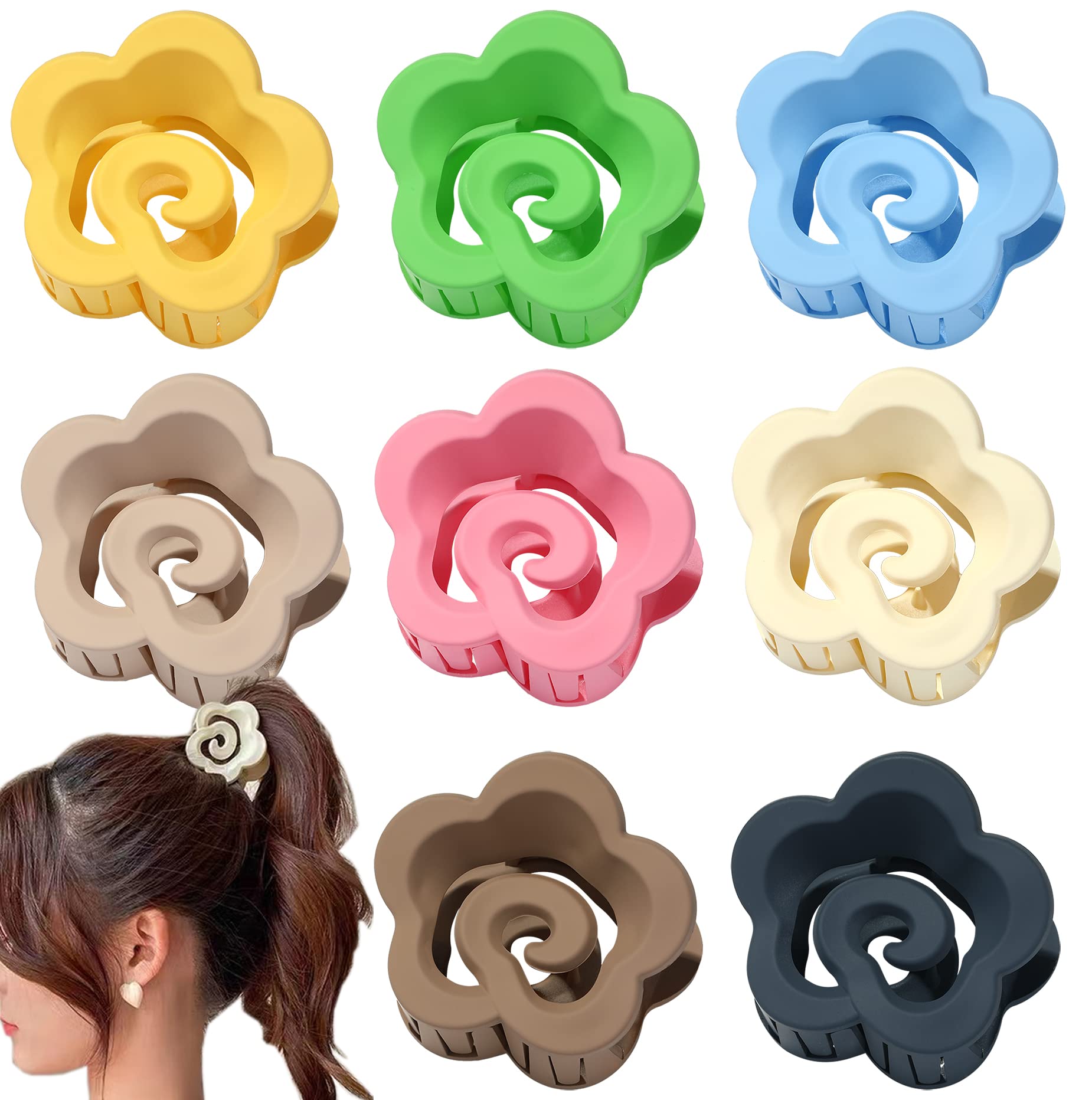 Matte Hair Claw Clips for Women - 8 Colors, Thin Hair Barrettes for Daily Styling & Gifts