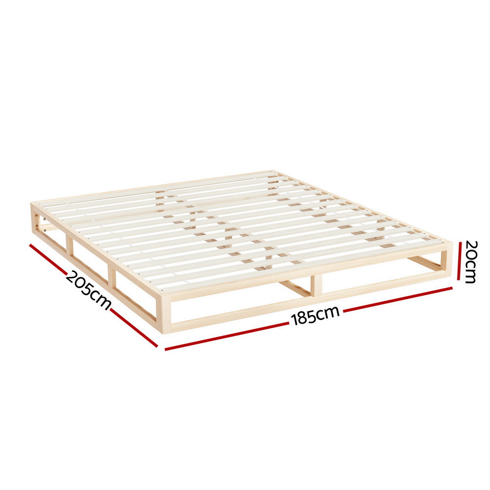 Minimalist Solid Pinewood King Bed Frame - Sturdy & Eco-Friendly Wooden Bed Base for Modern Bedrooms