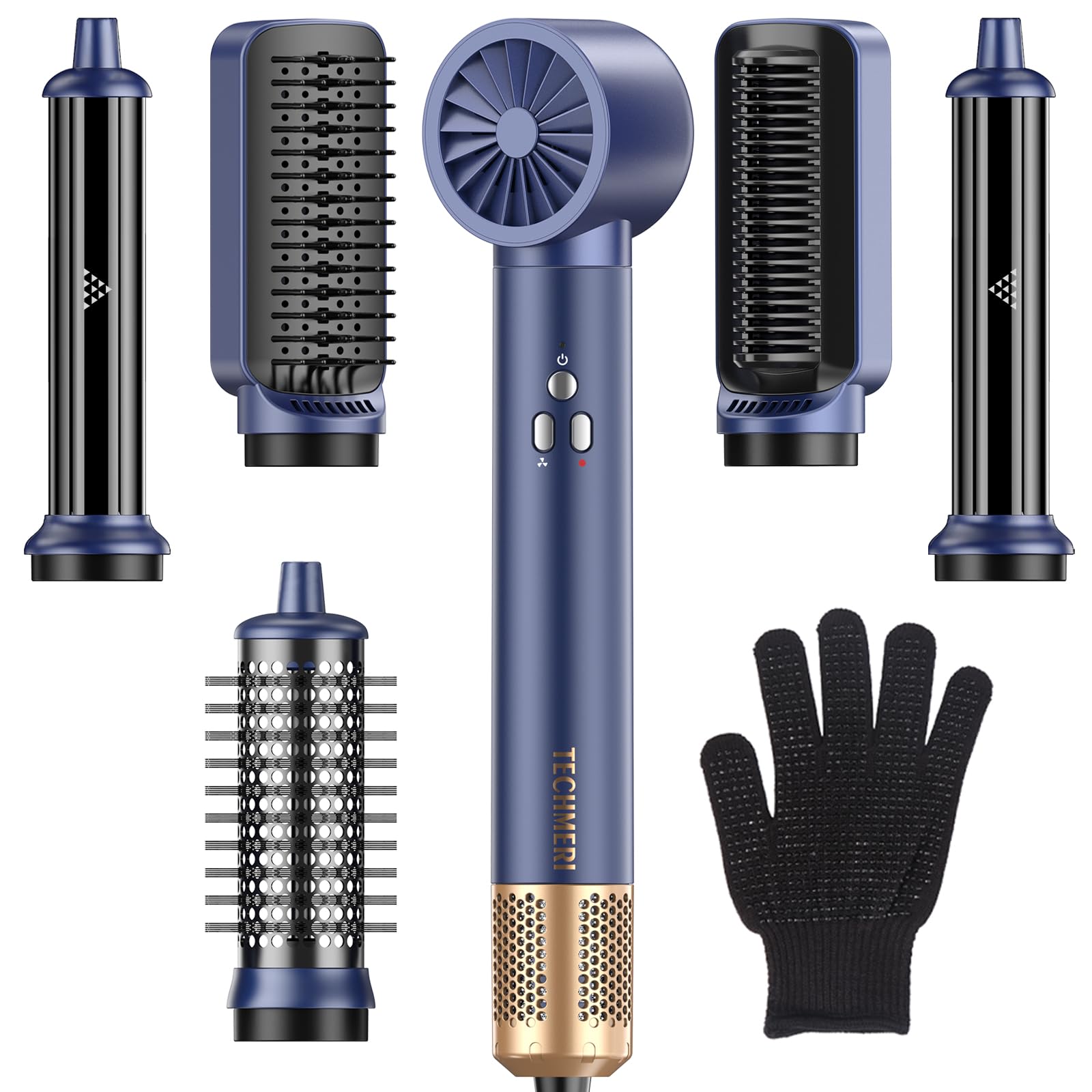 6-in-1 Ionic Hair Dryer Brush with 38m/s High Speed Airflow - Hot Air Styler, Curling & Blow Dryer for Straight & Wavy Hair | Perfect for Salon-Quality Blowouts at Home, Travel & Daily Styling