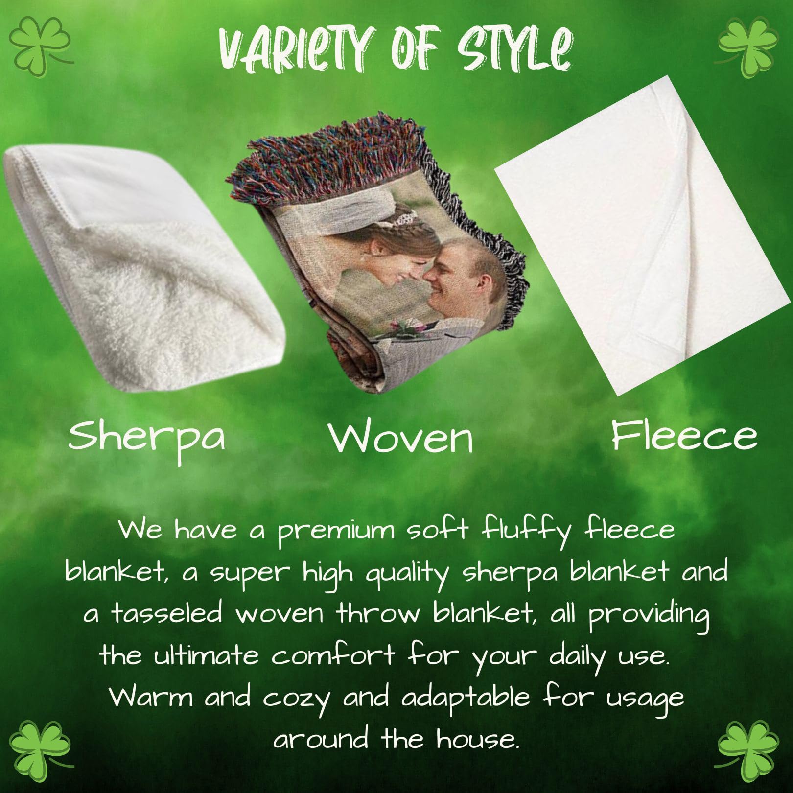 St. Patrick's Day Irish Australian Cattle Dog Blanket - Lightweight Soft Cozy Durable Woven Throw (50x60) for Sofa, Bed, Couch - Perfect for Home Decor, Pet Lovers & Seasonal Celebrations