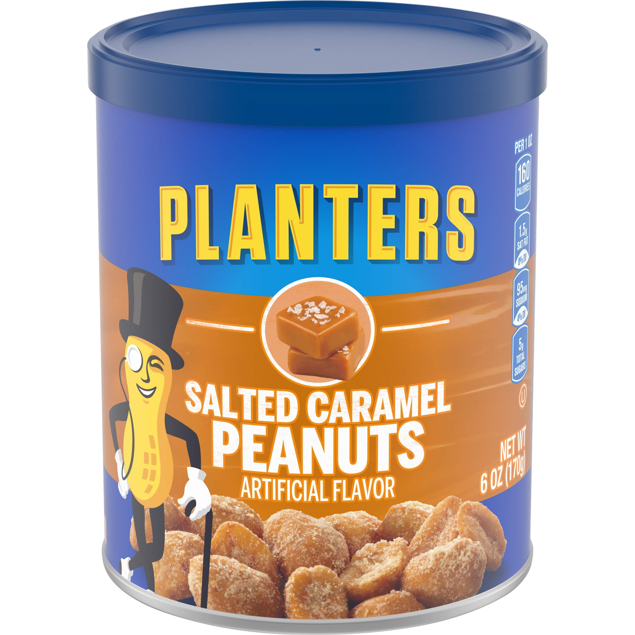 Salted Caramel Flavored Peanuts 6oz Jar - Crunchy Sweet & Salty Snack for Office, Movie Night & Road Trips - Planters Brand Peanuts