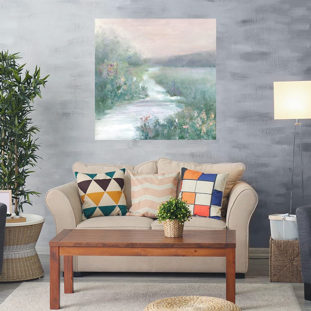 Misty Morning Fine Art Canvas Wall Decor by Sally Swatland - 22x22 Inch Ready-to-Hang Painting for Living Room, Bedroom, Office & More - Perfect for Home, Hotel & Restaurant Decor