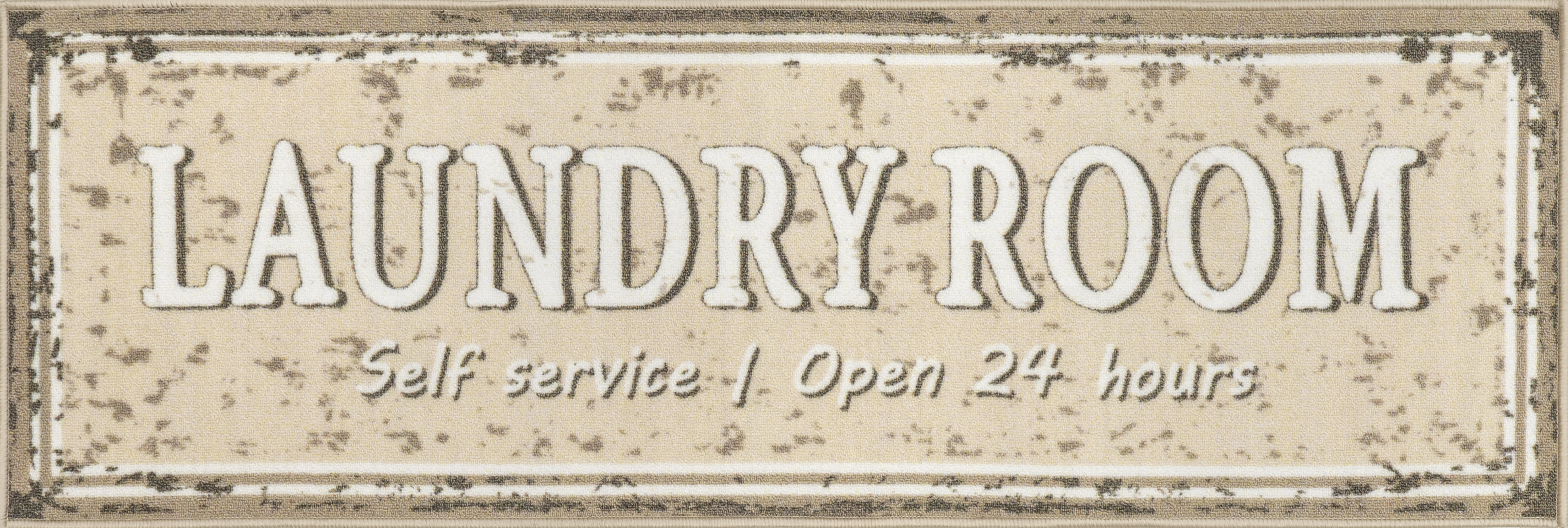 Premium Washable Laundry Mat Service Sign - Durable & Stylish Beige Design for Laundry Rooms, Dry Cleaning Shops & Home Use