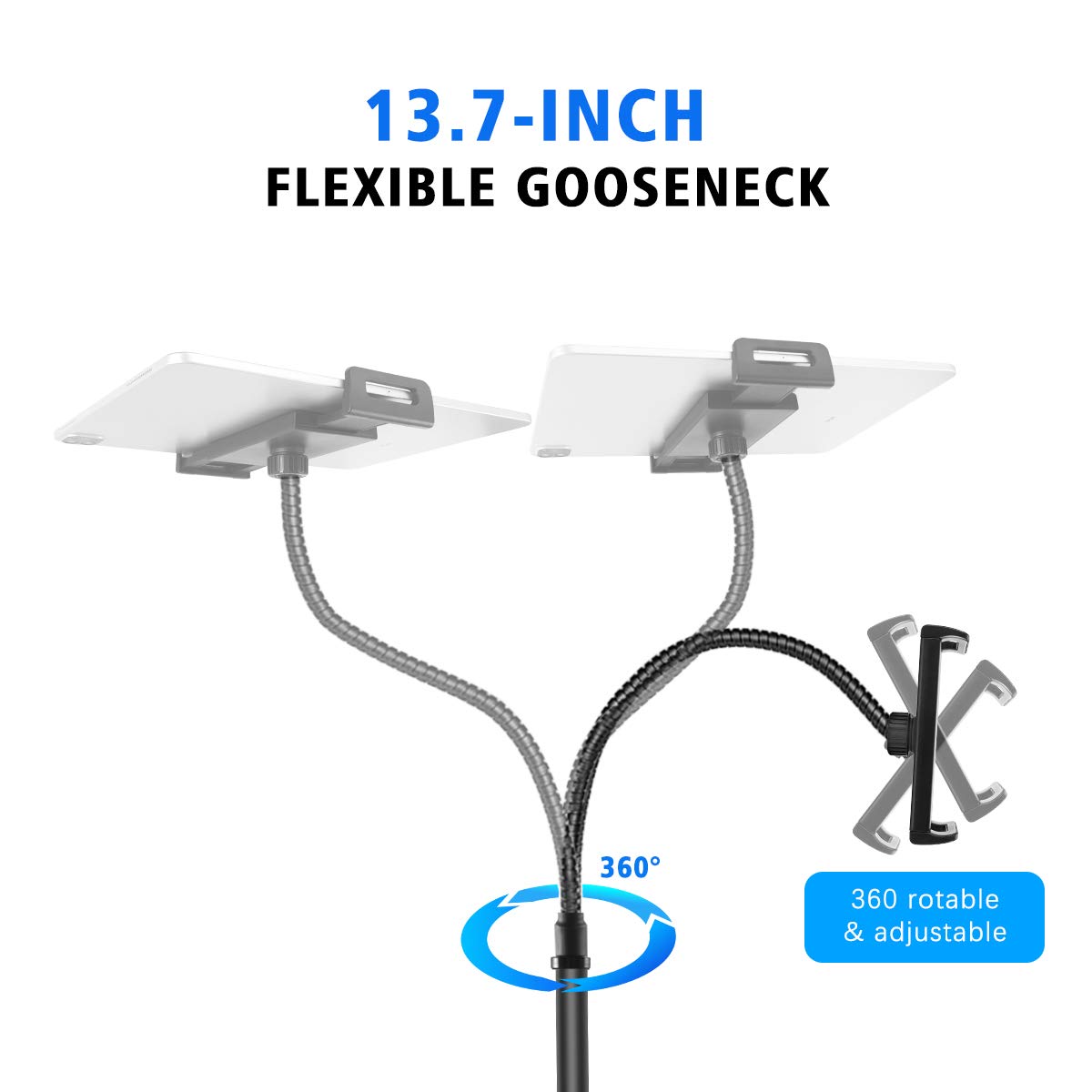 Adjustable Aluminum Floor Stand for iPad & Tablet (4.6-13