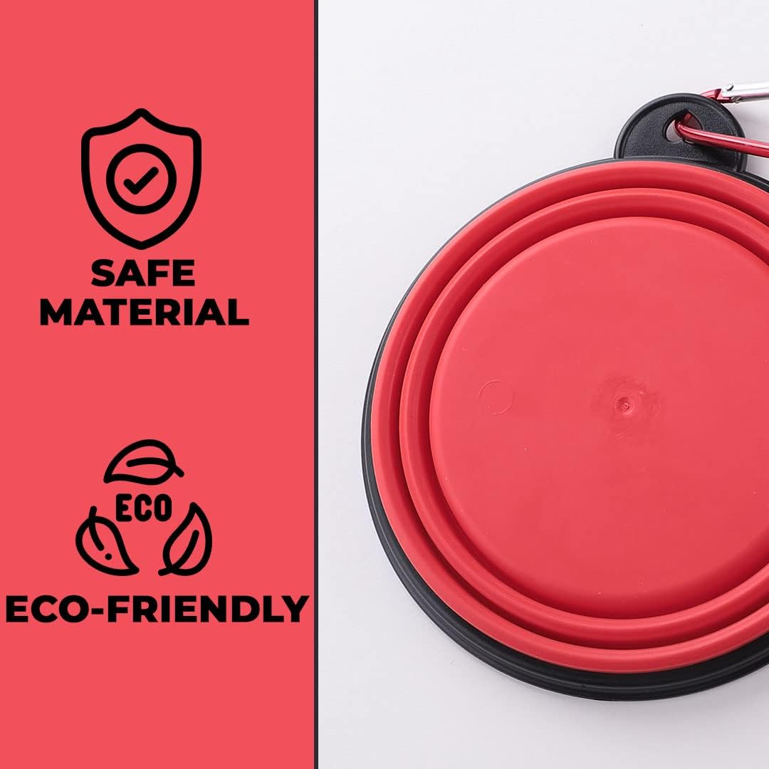 Petvit Collapsible Dog & Cat Bowl - Portable, Durable & Travel-Friendly Pet Food Dish - Reusable Water/Food Bowl for Indoor/Outdoor Use - Perfect for Hiking, Camping & Daily Feeding - Easy Storage Pet Accessories (Red, LS198R)