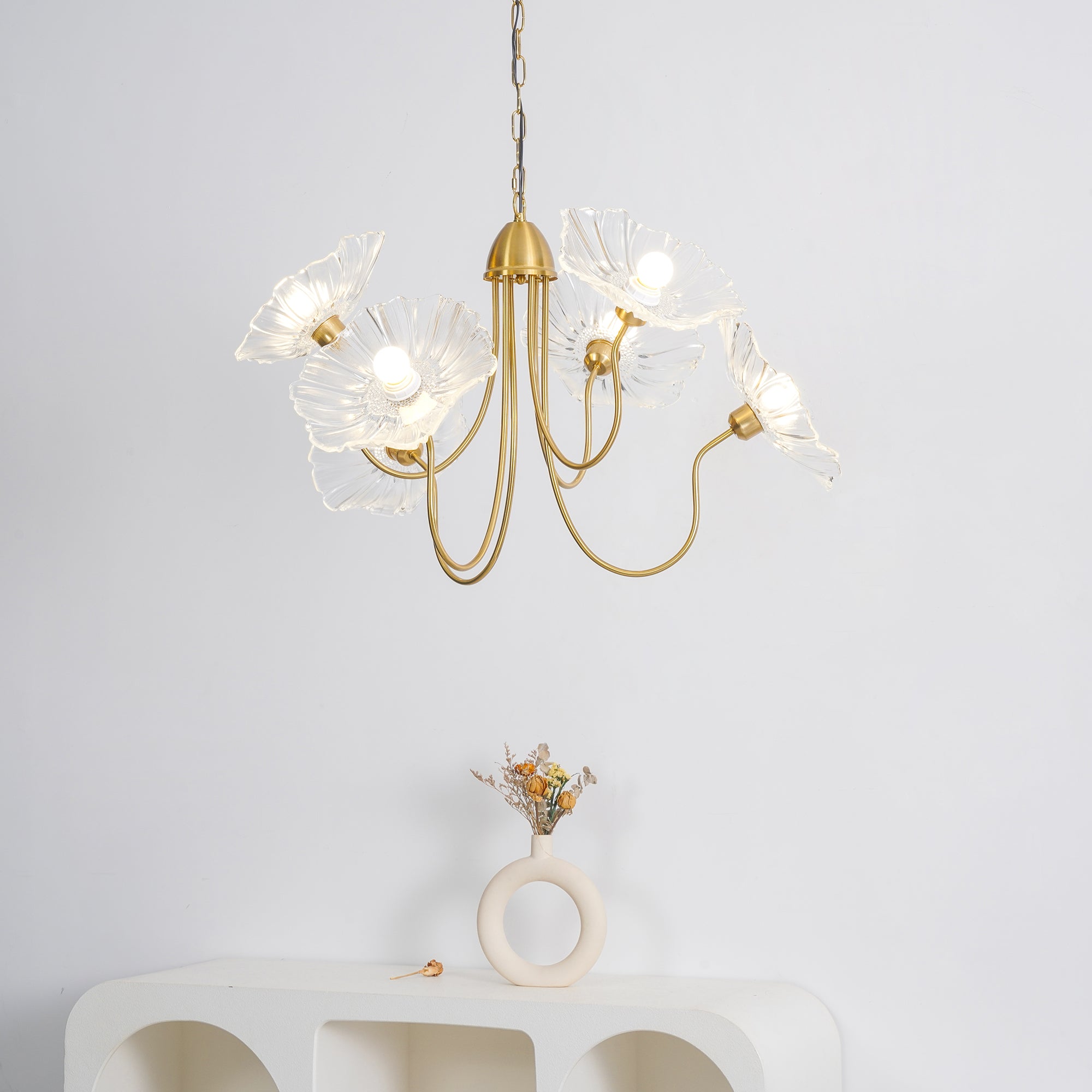 Elegant Lotus Leaf Glass Chandelier - Modern Crystal Ceiling Light Fixture for Dining Room, Living Room, Bedroom Decor | Perfect for Home, Hotel, Restaurant Lighting