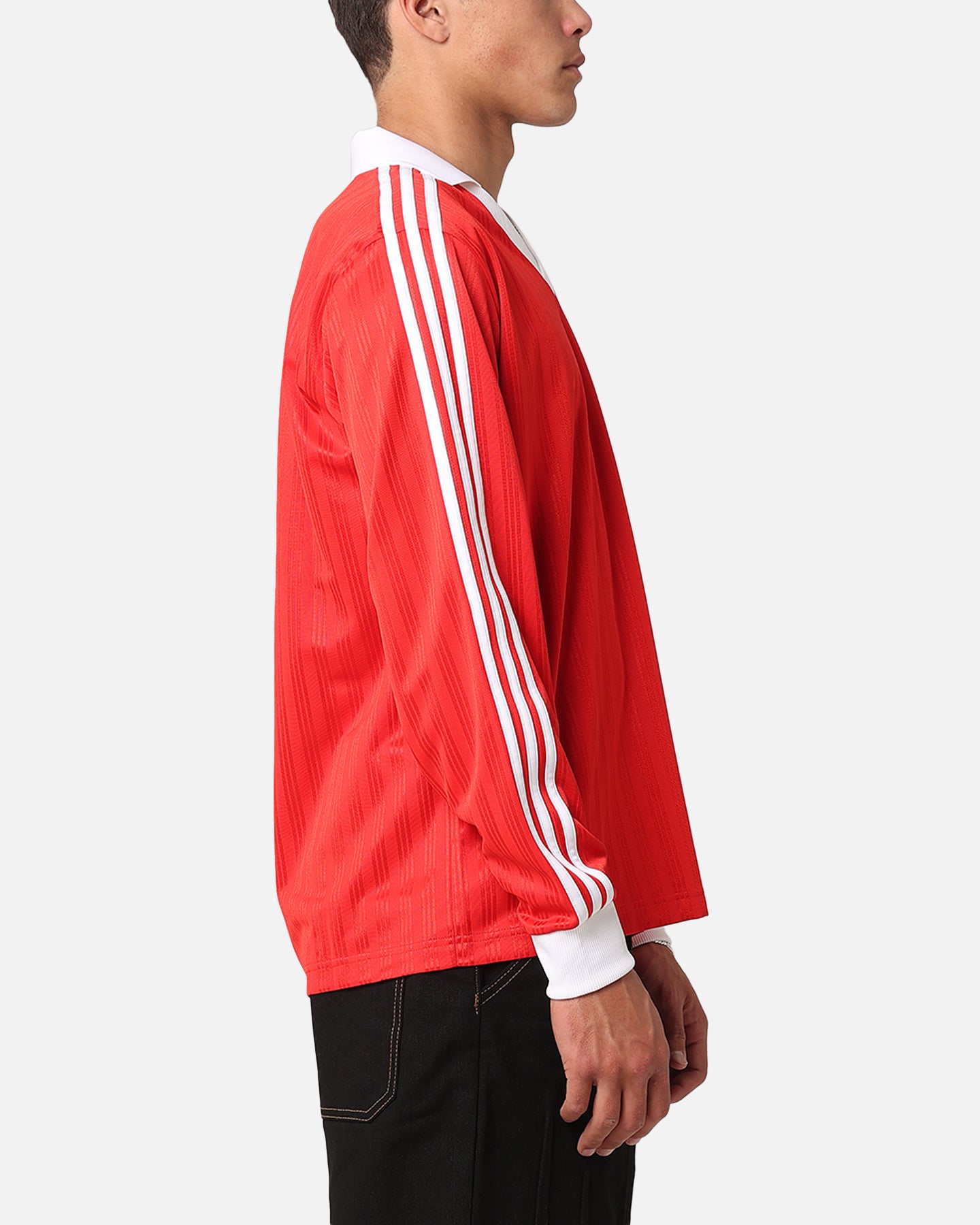 Adidas Piqué Long Sleeve Football Polo Shirt - Men's Athletic Soccer Jersey, Moisture-Wicking & Breathable - Better Scarlet Red | Perfect for Training, Matches & Casual Wear