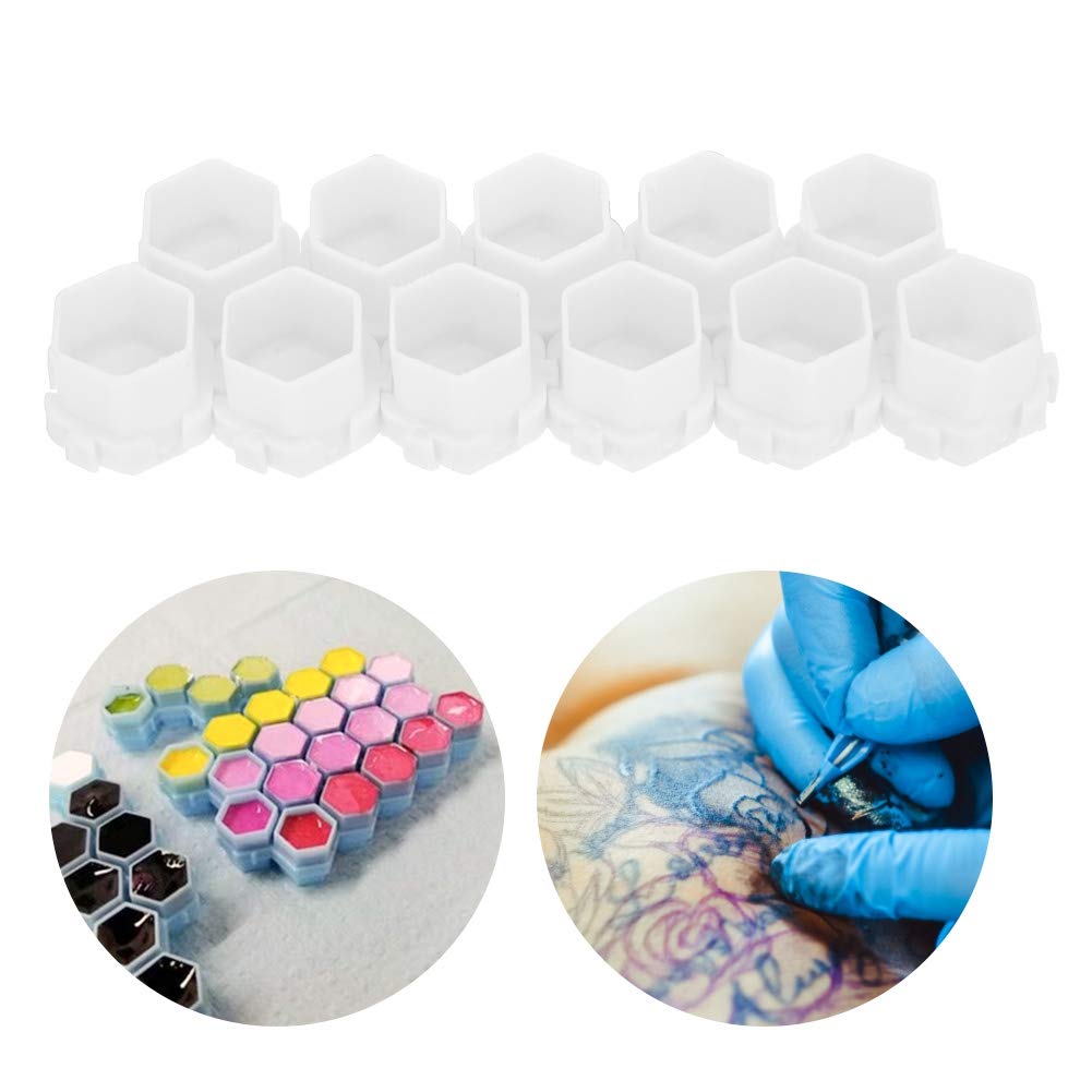 200Pcs White Tattoo Ink Cups - Disposable Pigment Holder for Tattoo Artists & Semi-Permanent Makeup | Empty Ink Storage Boxes for Professional Tattooing & Cosmetic Procedures