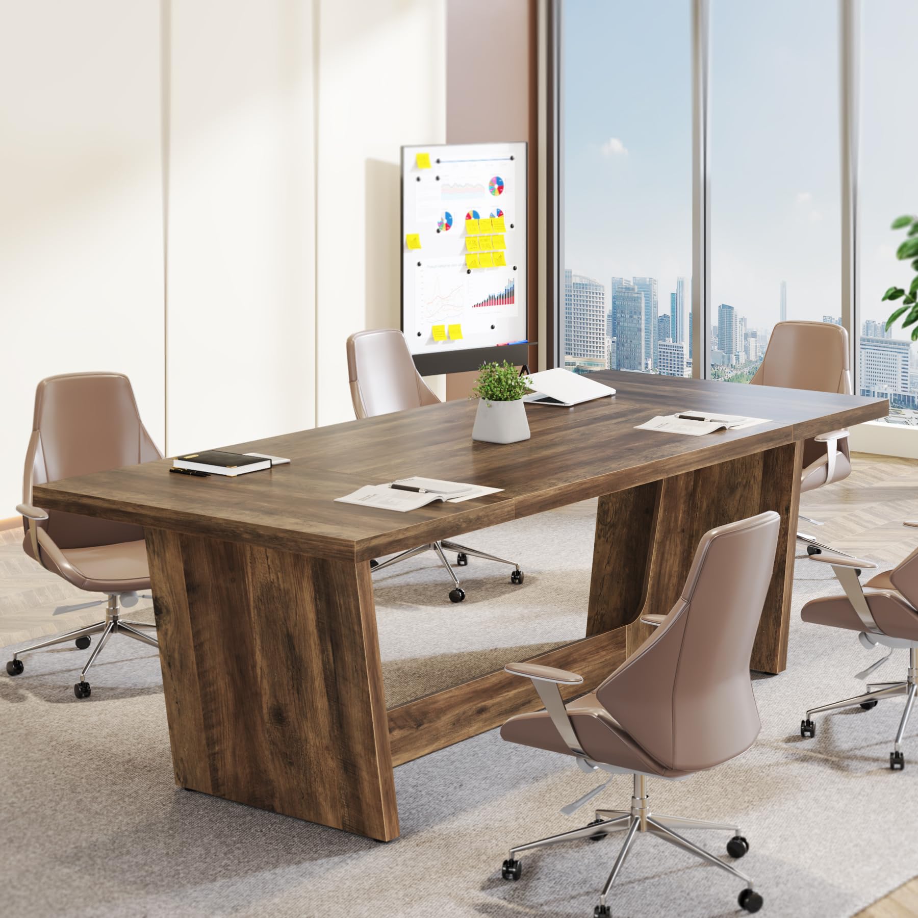 Tribesigns 70.87-Inch Executive Computer Desk - Solid Wood Home Office Desk with Industrial Style, Large Writing Table for Business & Study, Brown - Perfect for Home Office, Gaming Setup & Remote Workstation