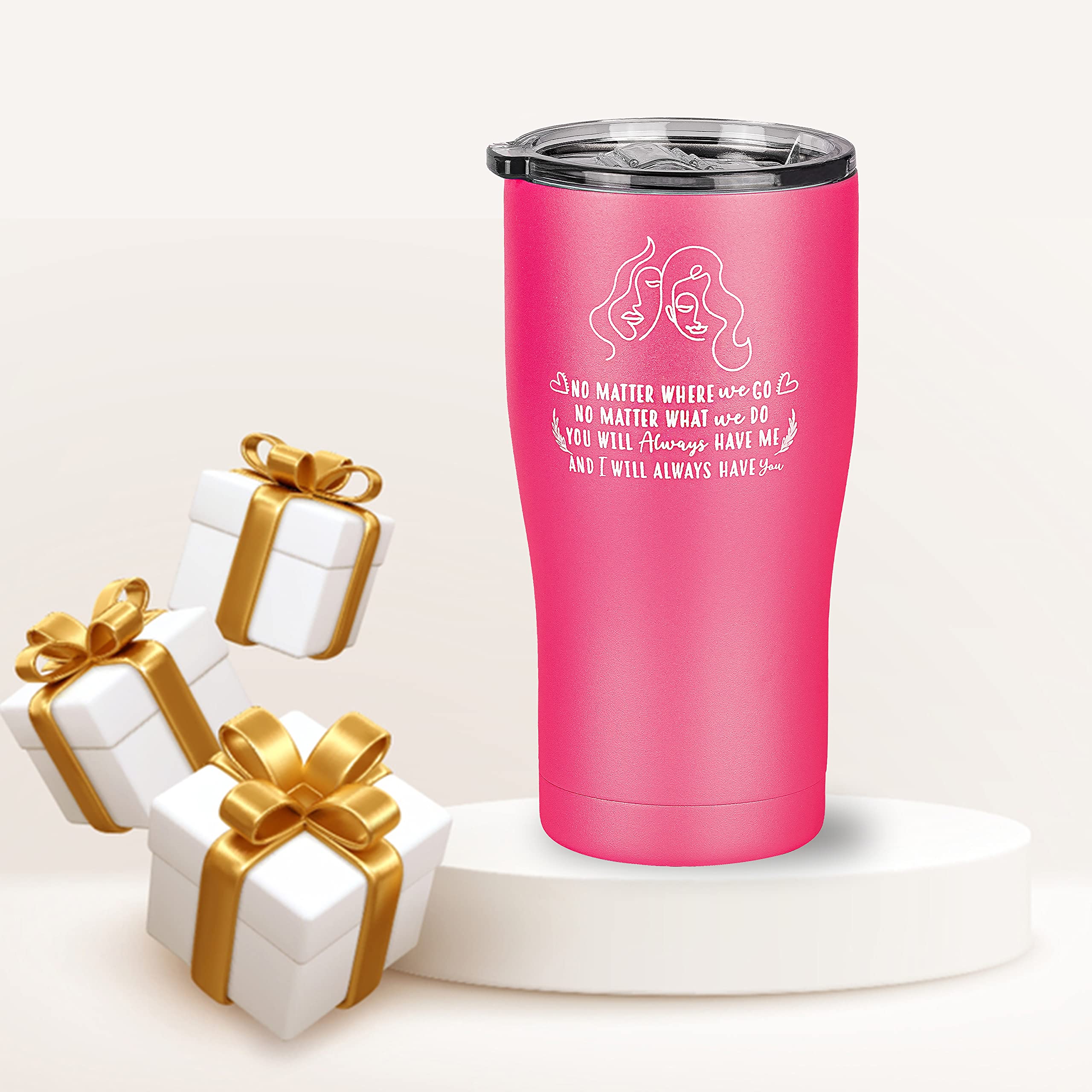 Best Friend Gift for Women - 20 oz Stainless Steel Travel Tumbler Mug - Unique Birthday Gifts for Sister, Bestie, Twin Sister, Soul Sister - Insulated Cup for Coffee, Tea & Cold Drinks - Perfect for Office, Gym & Travel (Pink, 20 oz)