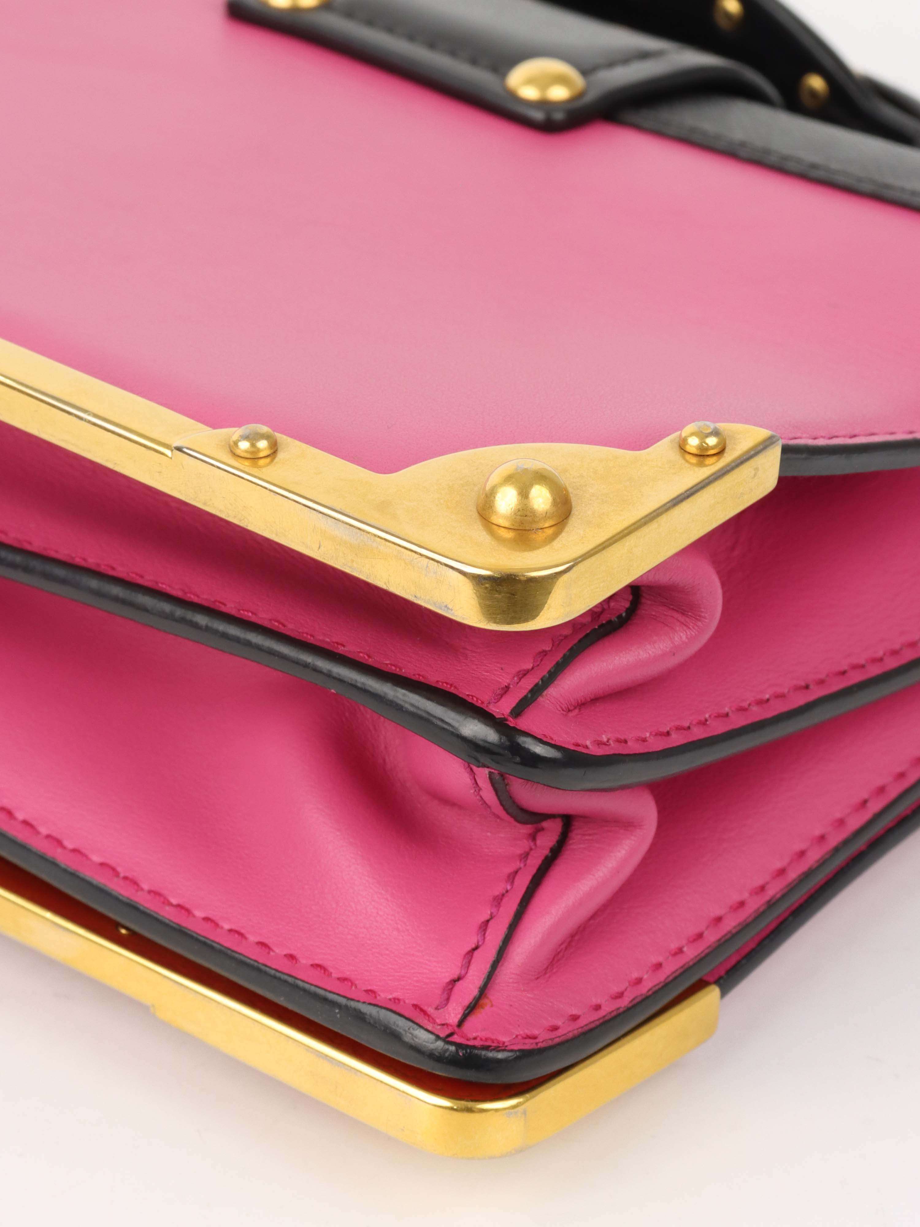 Prada Pink Cahier Leather Crossbody Bag for Women | Luxury Designer Handbag with Adjustable Strap | Perfect for Parties, Date Nights & Everyday Use
