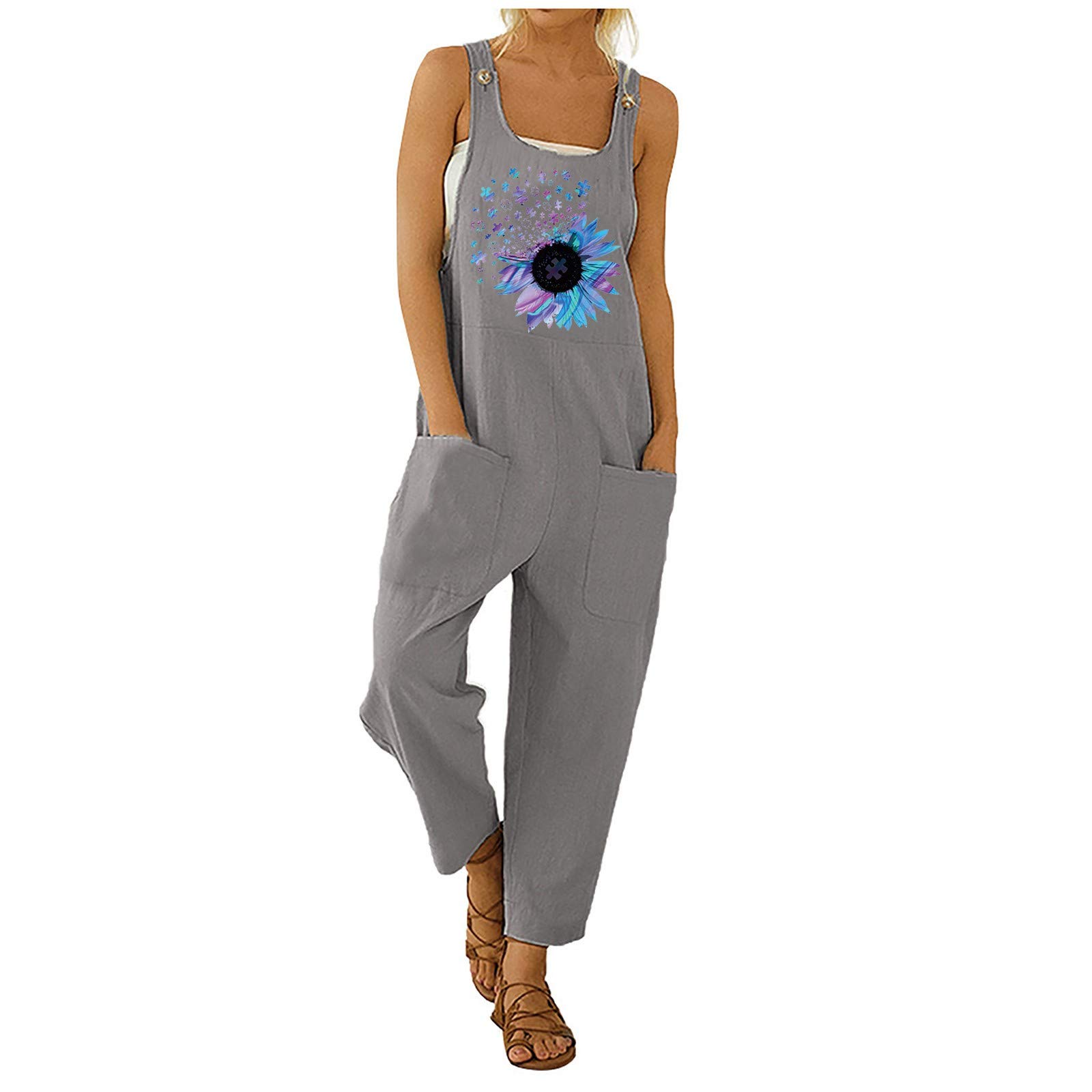 Women's High Waist Denim Overalls - Casual Loose Fit Jeans Dungarees & Sleeveless Jumpsuit for Summer | Trendy Bicycle Pants for Women, Fashionable Overalls for Casual Wear, Outdoor Activities & Street Style