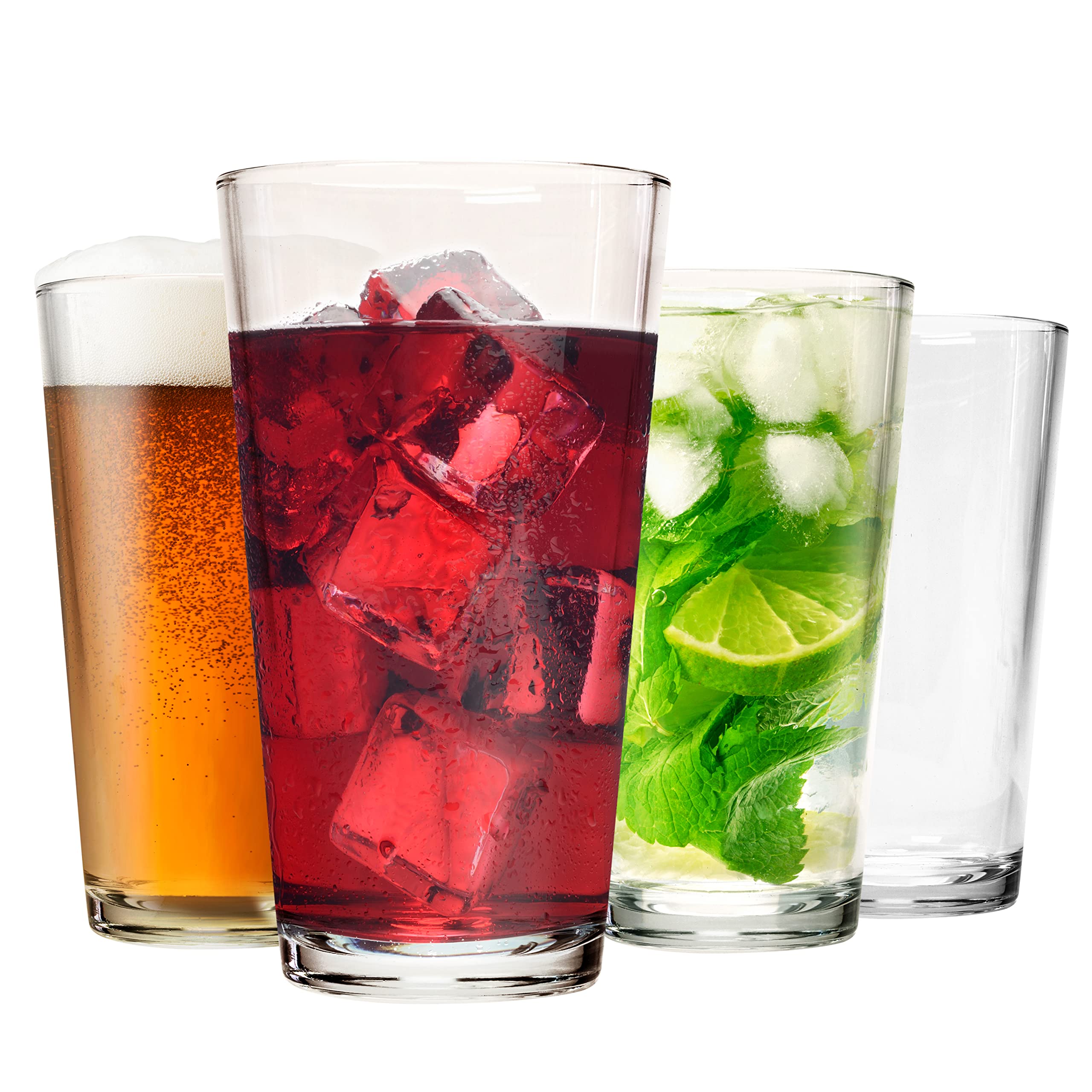 12-Piece 16 oz Highball Drinking Glasses Set - Perfect for Water, Beer & Cocktails | Durable Bar & Kitchen Tumblers for Home Entertaining & Daily Use