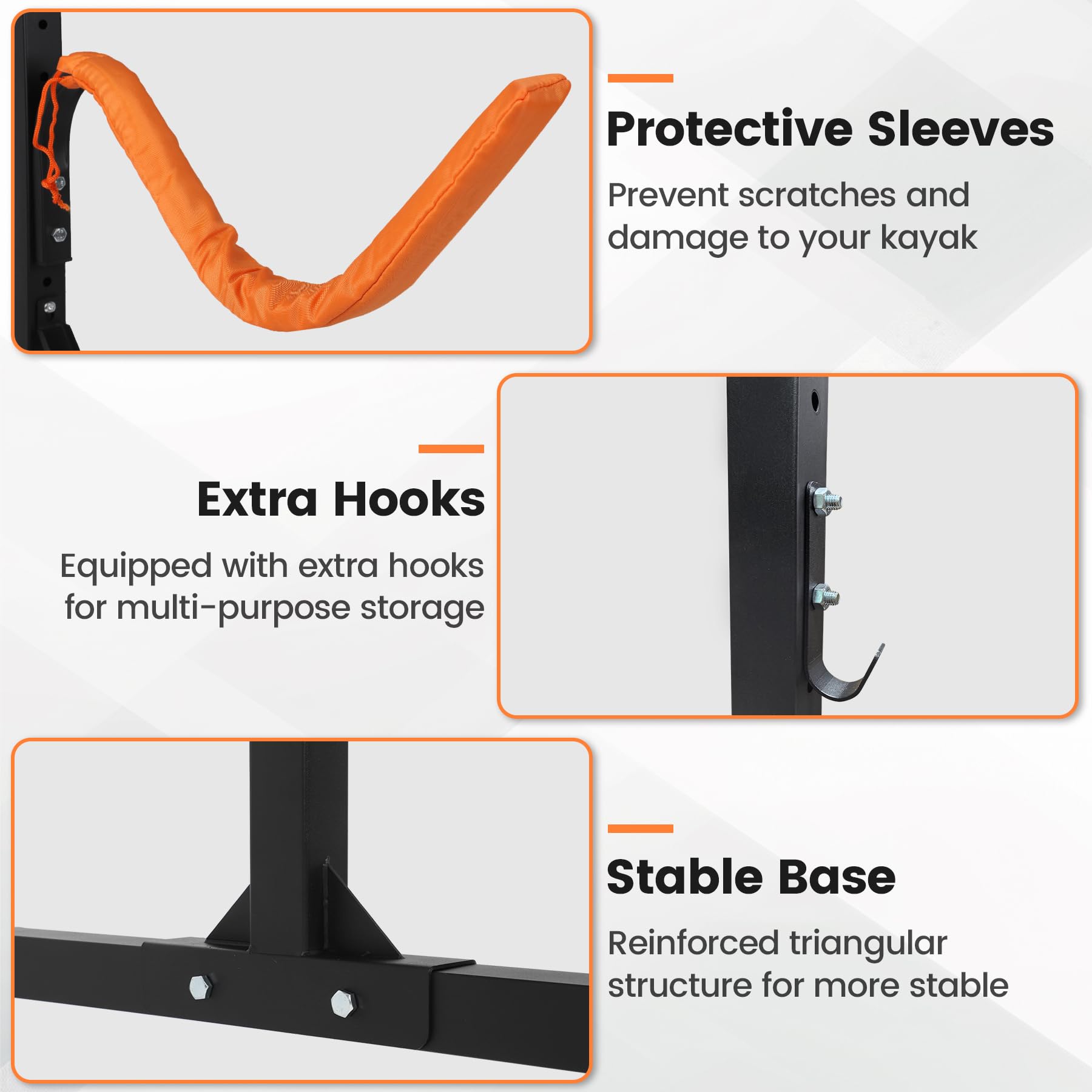 Heavy Duty Freestanding Kayak Storage Rack for 2-4 Kayaks - Adjustable Outdoor Kayak Stand with Wheels for Canoe, SUP & Surfboard | Perfect for Garage, Backyard & Boat Storage Organization