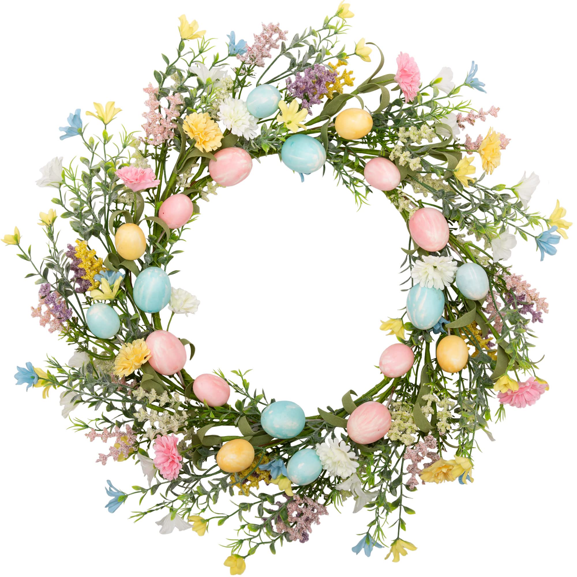 18 Inch Easter Wreath - Pastel Egg & Twig Spring Door Wreath for Easter Decorations | Front Door Decor, Holiday Home Decor, Easter Party Decoration