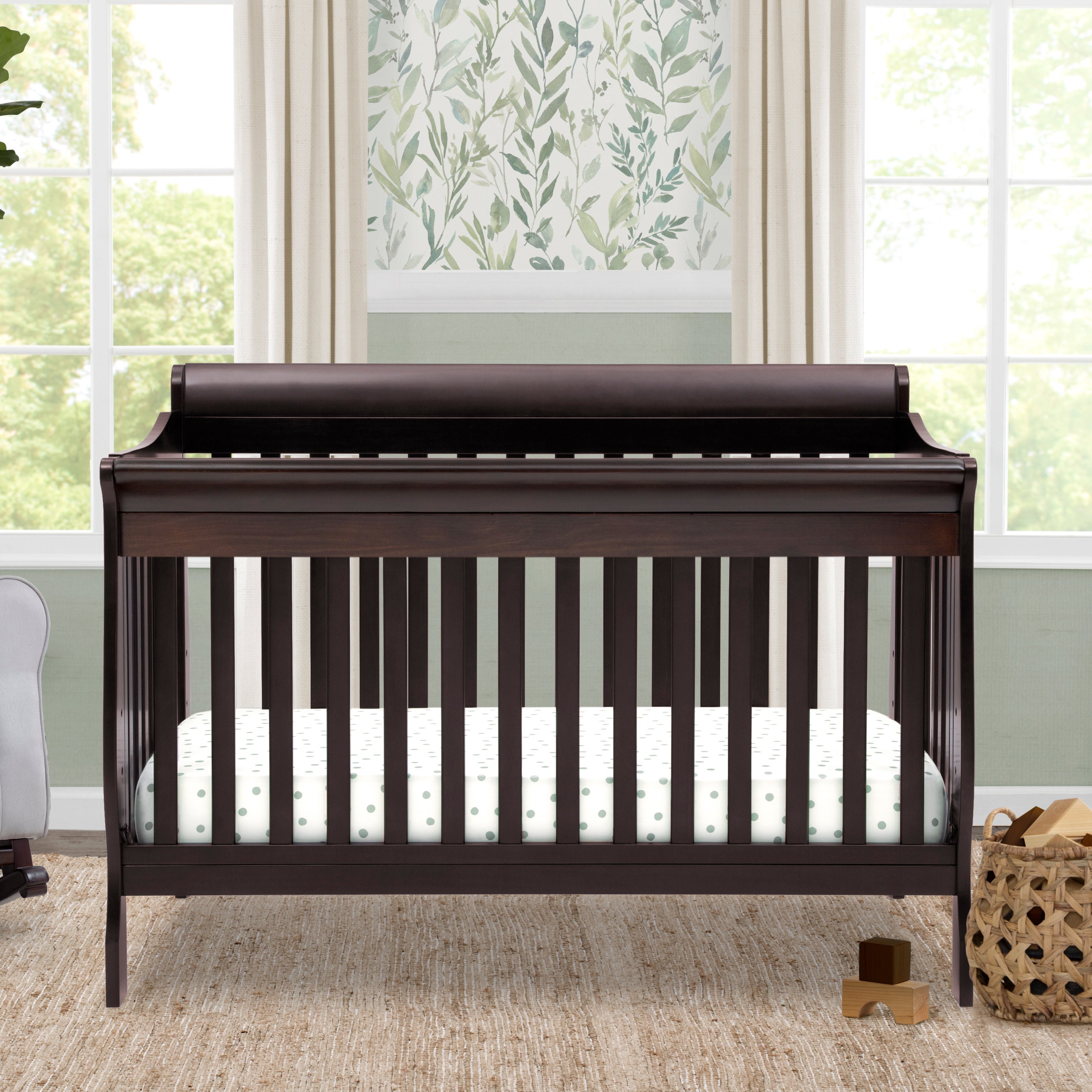 6-in-1 Convertible Baby Crib with Toddler Bed Conversion - Canton White Nursery Furniture for Newborn to Teen - Perfect for Small Spaces & Modern Nurseries