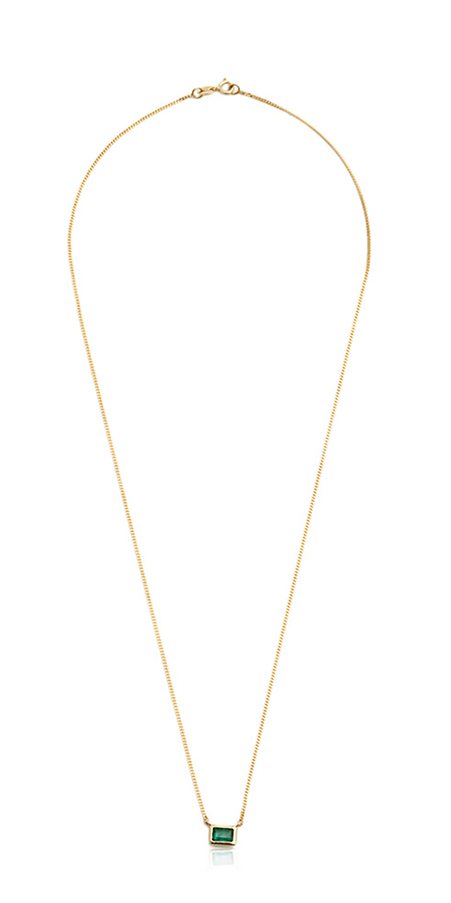 Emerald Cut Bezel Necklace - 14K Gold Pendant with Diamond Accents | Elegant Women's Jewelry for Weddings, Anniversaries & Special Occasions
