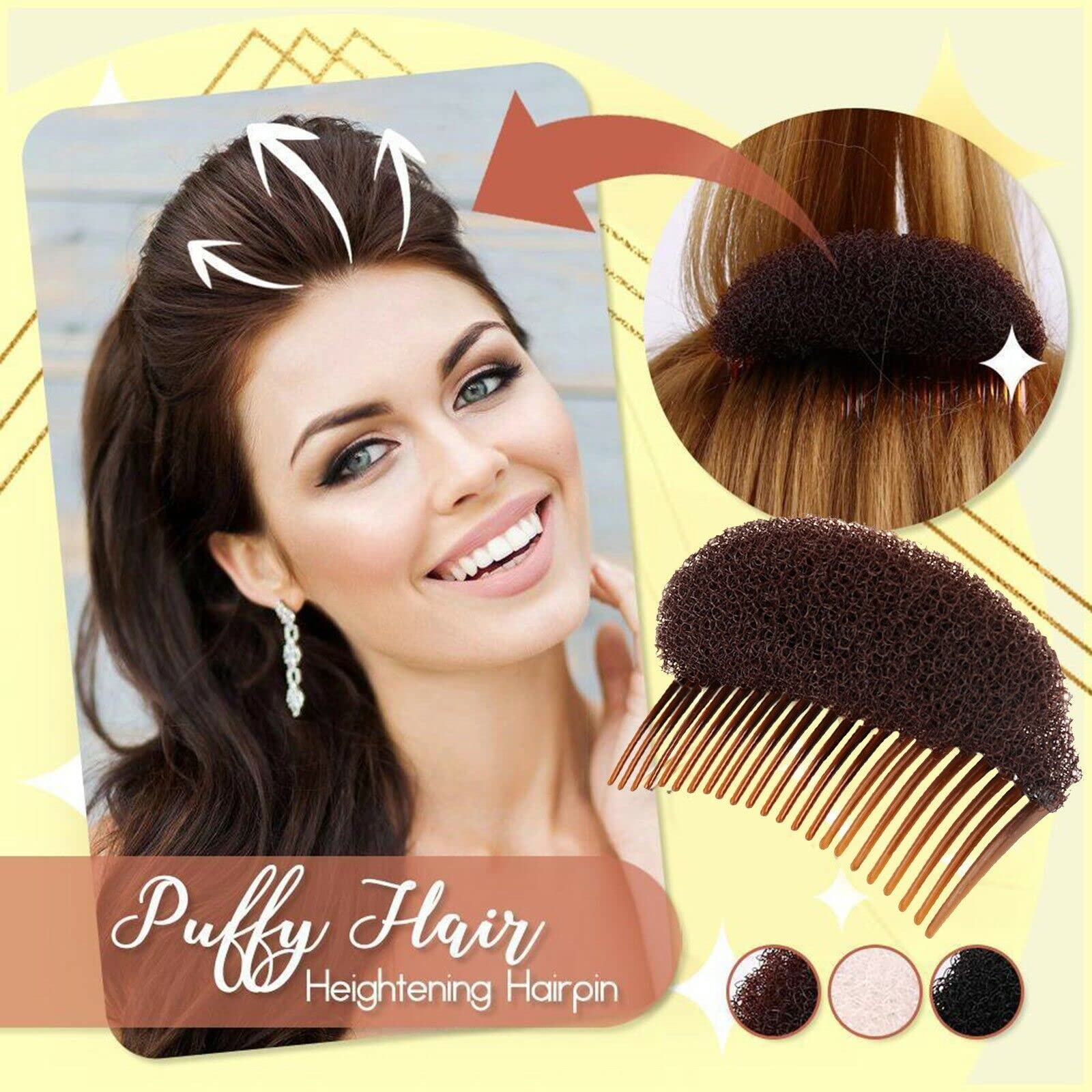 BOXO Hair Puff Maker Volumizer - 2 Pack Hair Base Comb Clip for Women | Create Instant Volume & Lift for Ponytails, Updos & Special Occasions