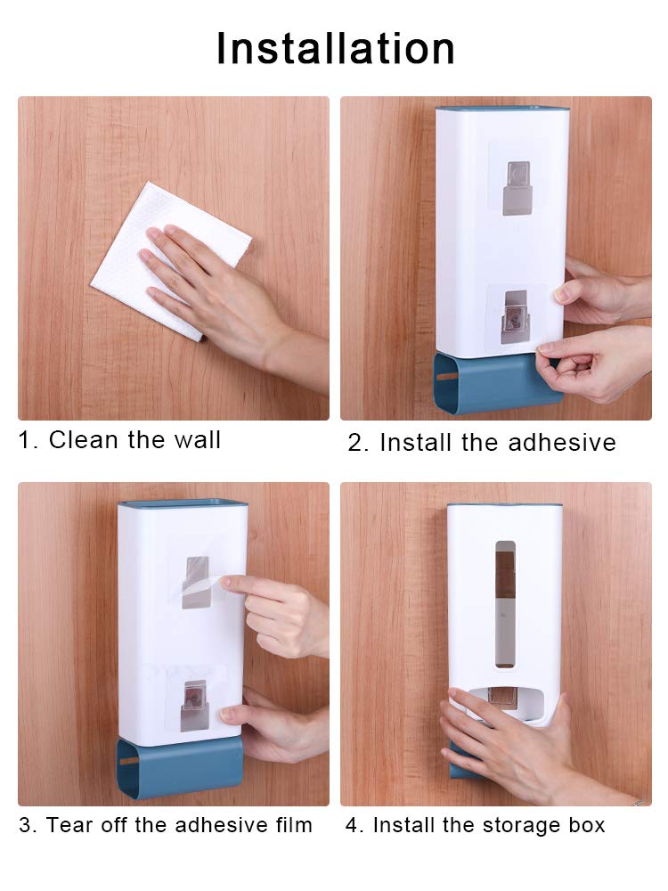 Eco-Friendly Plastic Bag Holder & Dispenser - Wall Mount Kitchen Garbage Bag Storage Organizer for Grocery Bags (Light Blue) | Perfect for Pantry, Laundry Room & Under Sink Organization