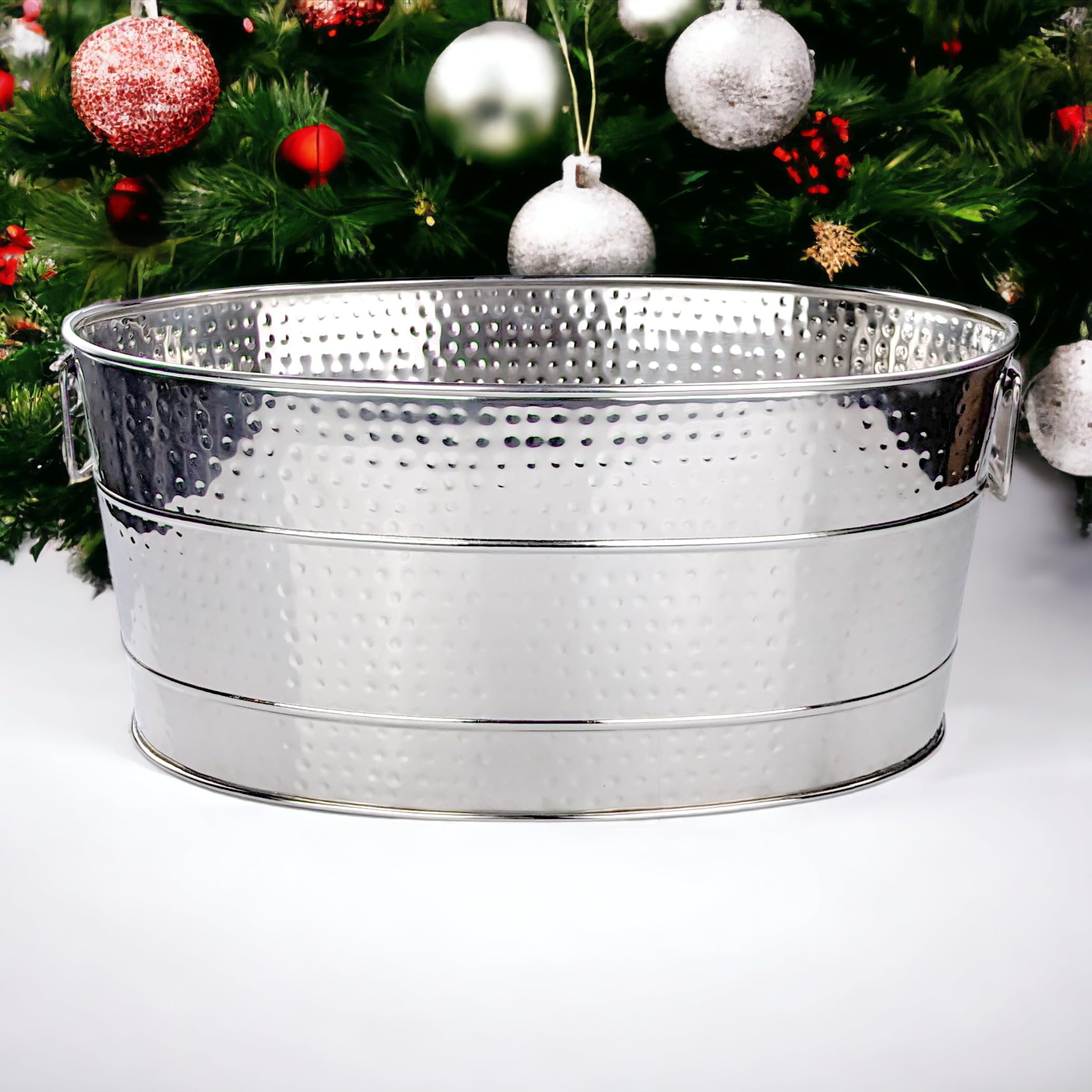 BREKX Aspen Stainless Steel Beverage Cooler Tub with Stand - Large Party Drink Ice Bucket with Bottom Tray Storage - Perfect for Outdoor BBQ, Wedding Receptions & Holiday Gatherings