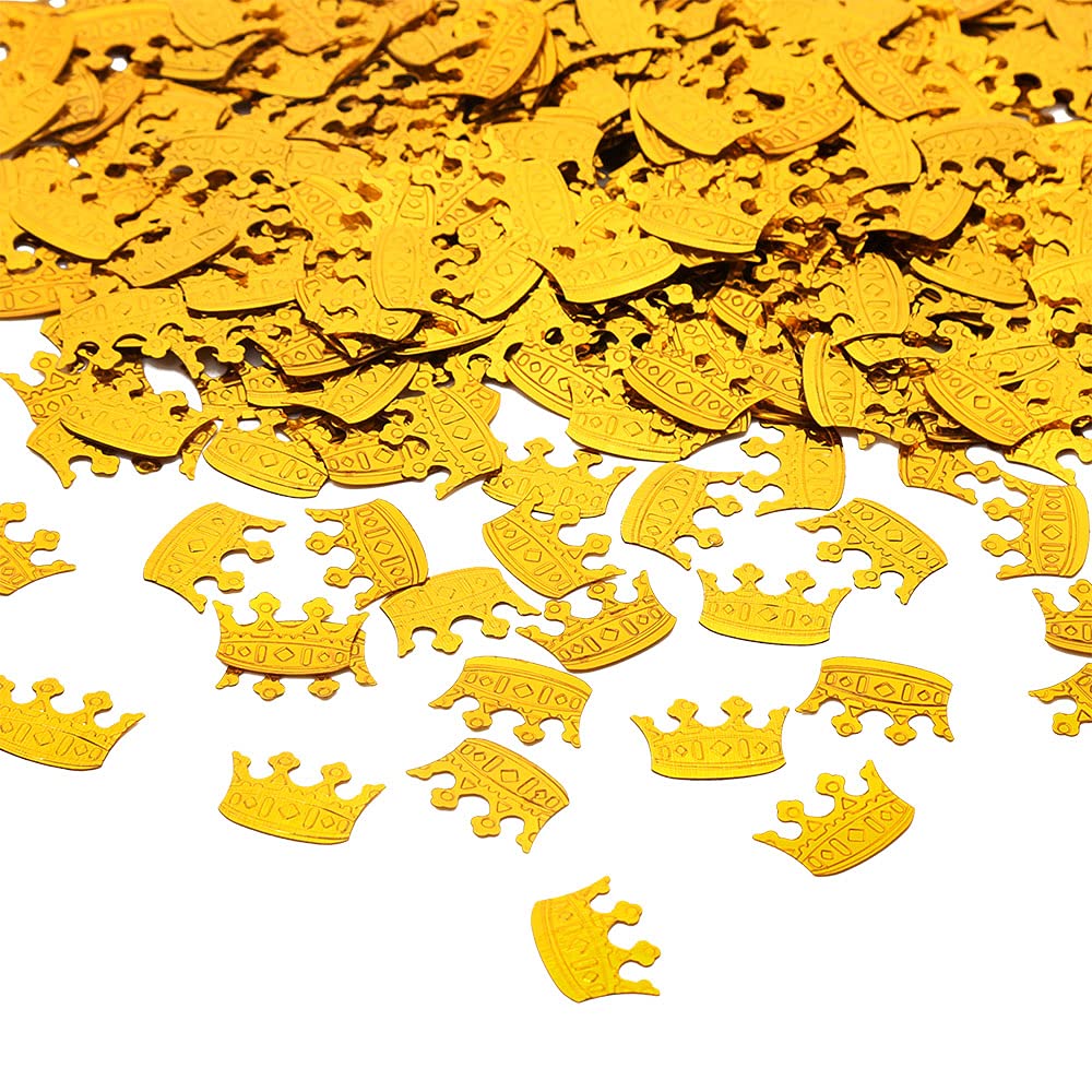 Gold Glitter Metallic Sequins Table Scatter - Crown Confetti for Baby Shower, Wedding & Birthday Party Decorations | Elegant Table Decor for Special Events & Celebrations