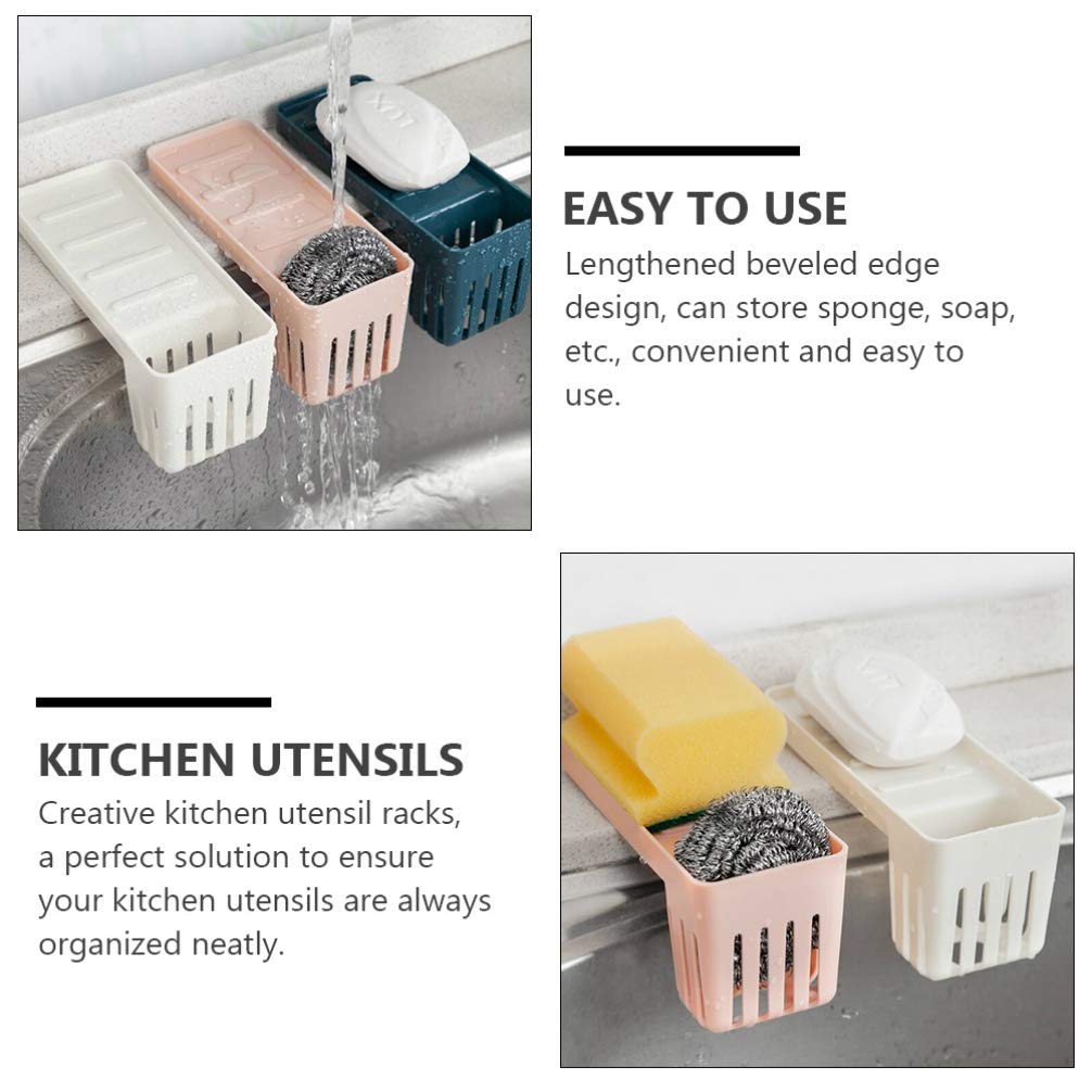 Cabilock 3-Piece Kitchen Sink Organizer Set - Corner Storage Shelves, Sponge Holder, Suction Cup Dish Drainer & Cloth Hanger - Space-Saving Sink Basket Rack for Dishes, Sponges & Utensils - Perfect for Small Kitchens, Apartments & RVs