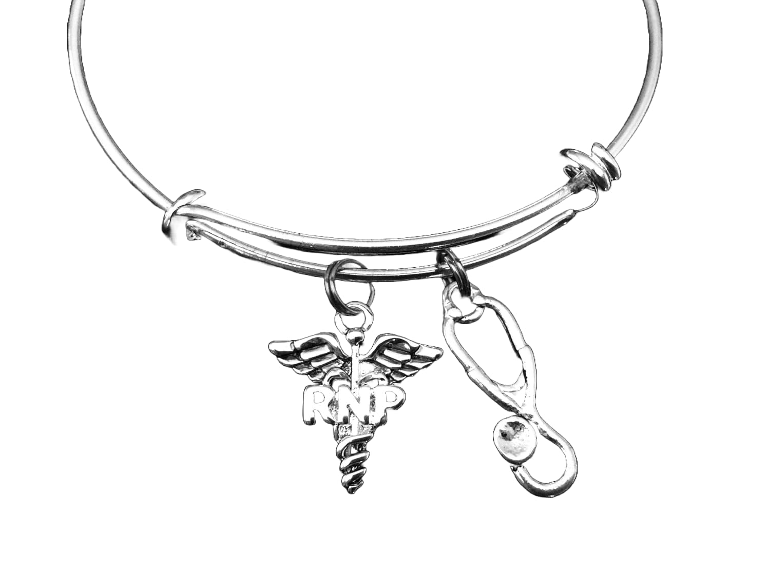 RNP Registered Nurse Practitioner Silver Expandable Charm Bangle Bracelet - Perfect Gift for Nurses, Medical Professionals & Graduation