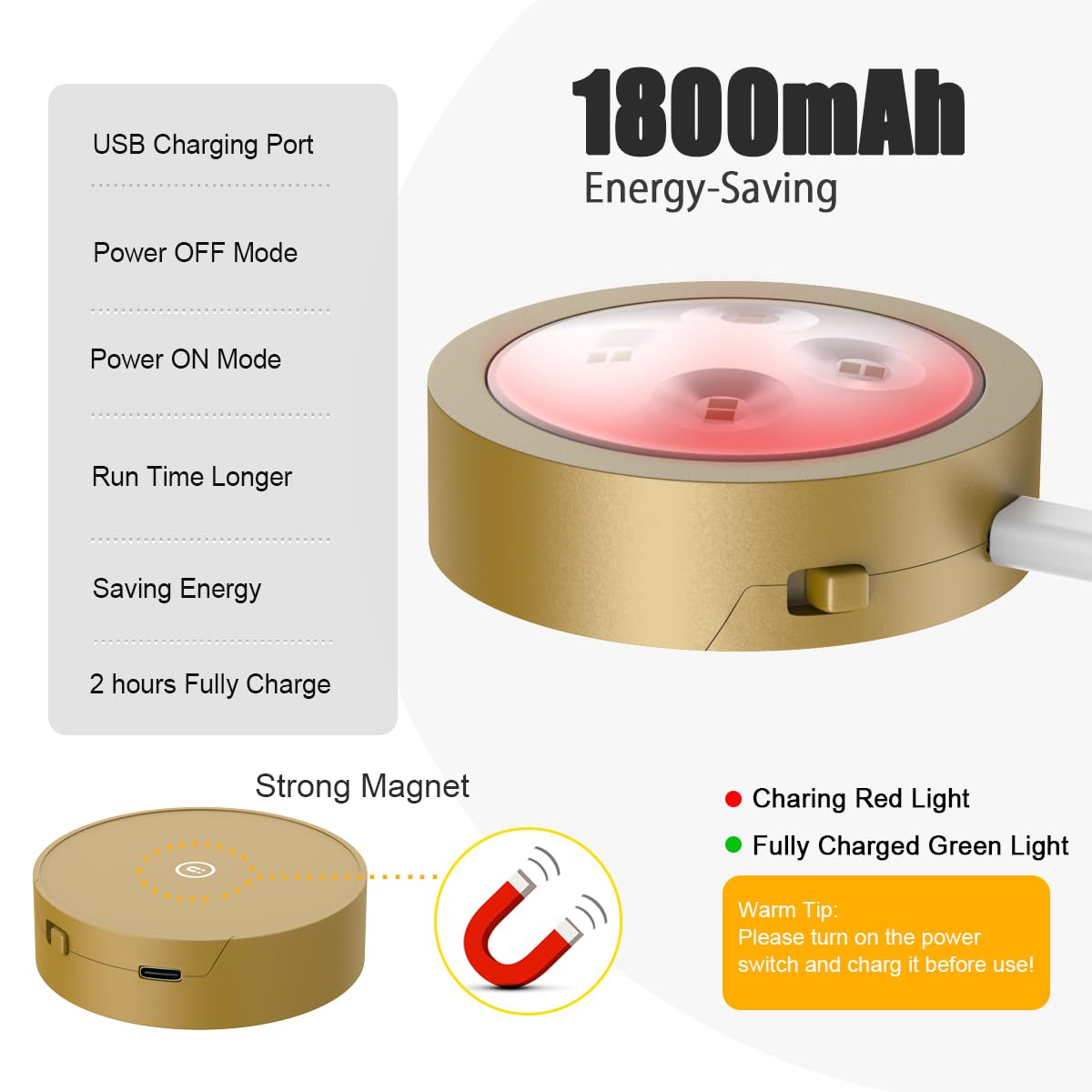 Rechargeable Battery Operated LED Picture Lights with Remote - Wireless Magnetic Art Lighting for Paintings & Wall Decor (Dimmable, Timer, Gold, 3 Pack) - Perfect for Gallery Display, Home Artwork & Picture Frame Illumination