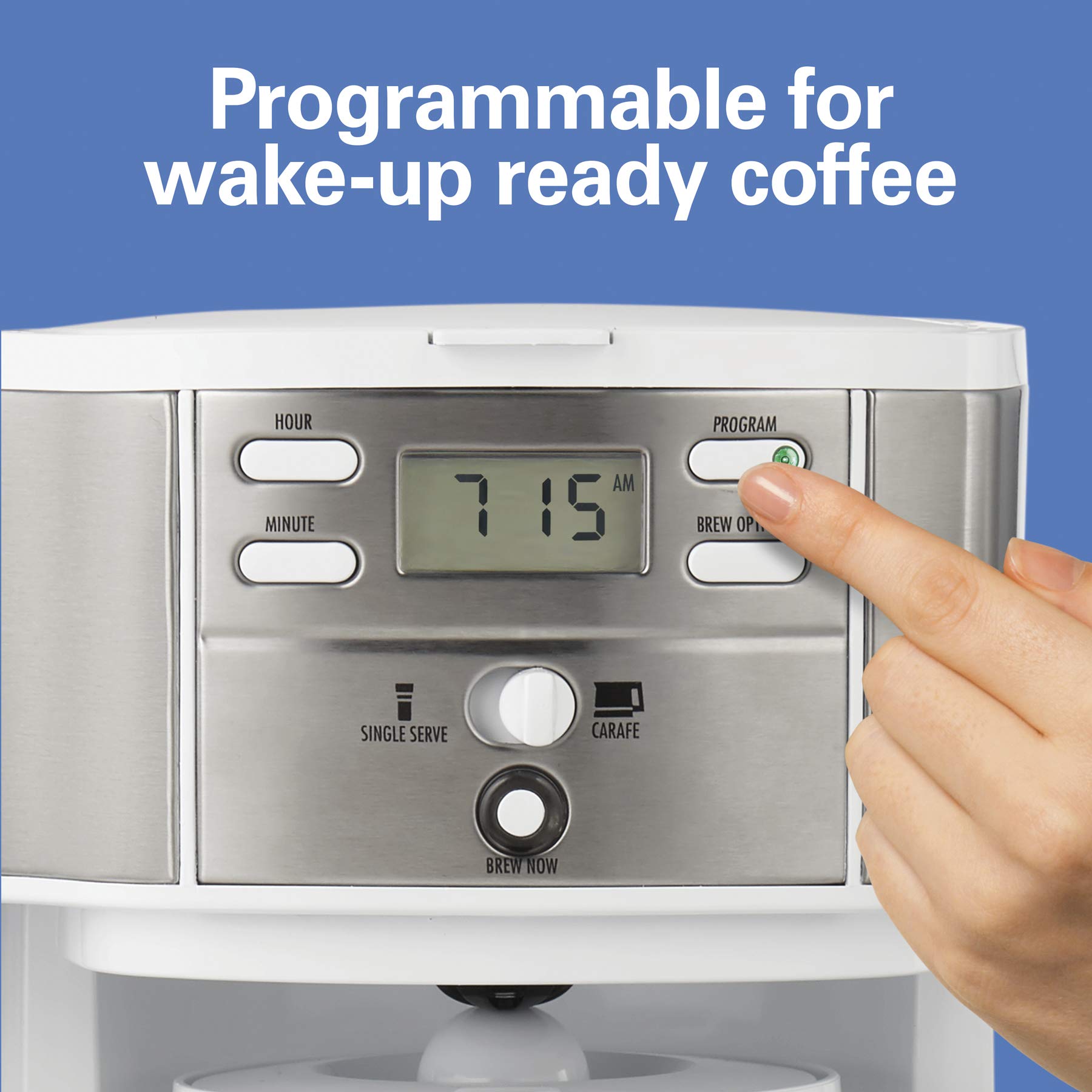 Hamilton Beach 49933 2-Way 12 Cup Programmable Drip Coffee Maker & Single Serve Machine with Glass Carafe - Auto Pause & Pour - White - Perfect for Home, Office & Entertaining
