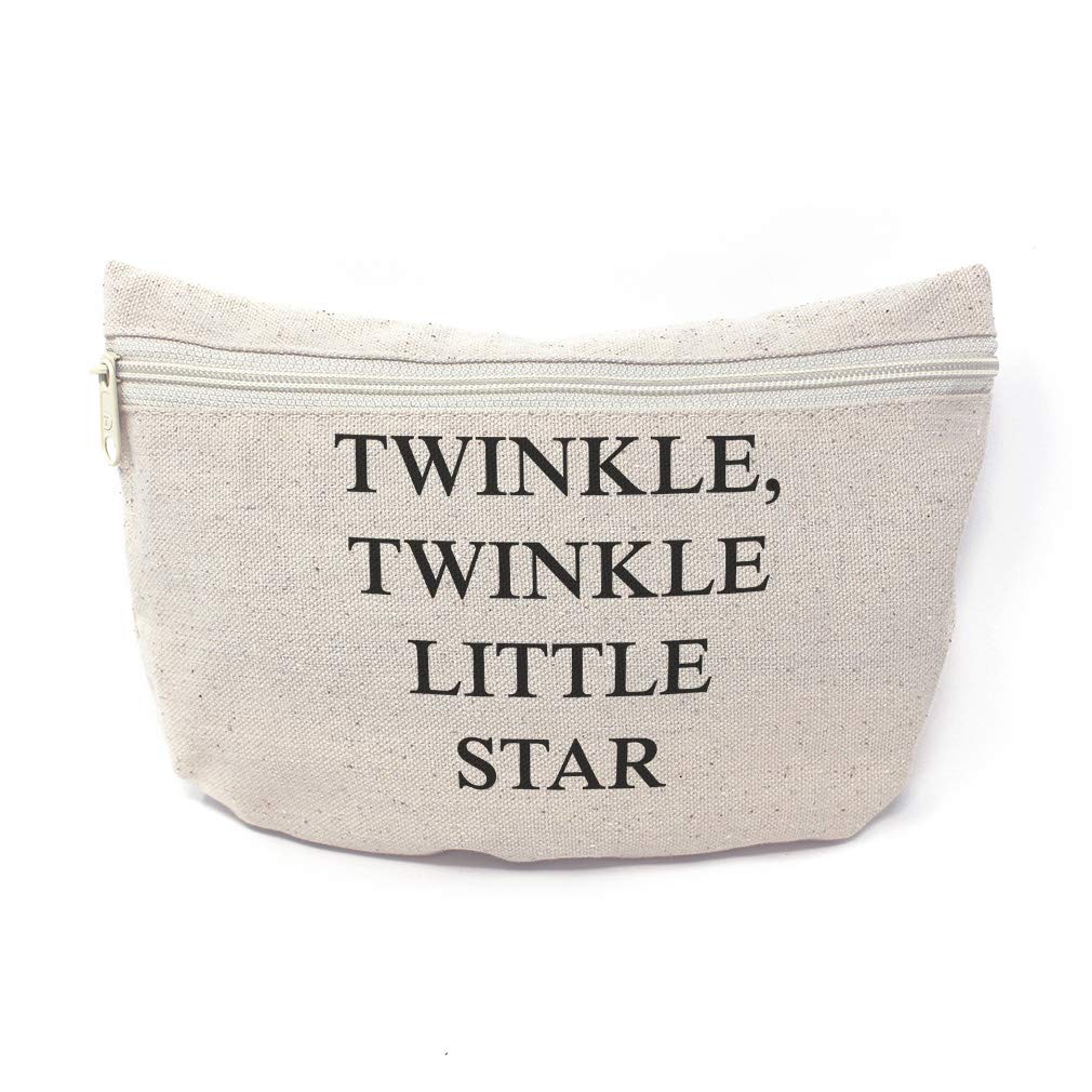 Custom Twinkle Little Star Canvas Makeup Bag & Pencil Pouch - 9x6 Inches Natural Design for School, Travel & Everyday Use
