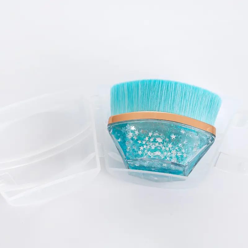 Dadswell Liquid Makeup Foundation Brush - Professional Flat Top Kabuki Brush for Flawless Blending of Liquid, Cream & Powder | Hexagon Handle Design with Travel Case | Perfect for Everyday Makeup & On-The-Go Touchups (Blue)