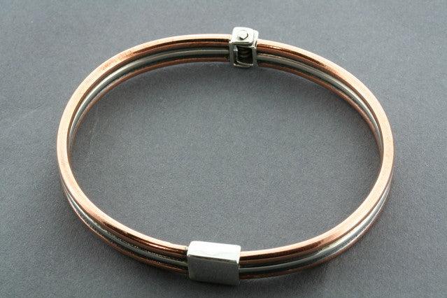 Copper and Silver Hinge Bracelet for Women - Adjustable Bangle for Everyday Wear, Gifts, and Special Occasions
