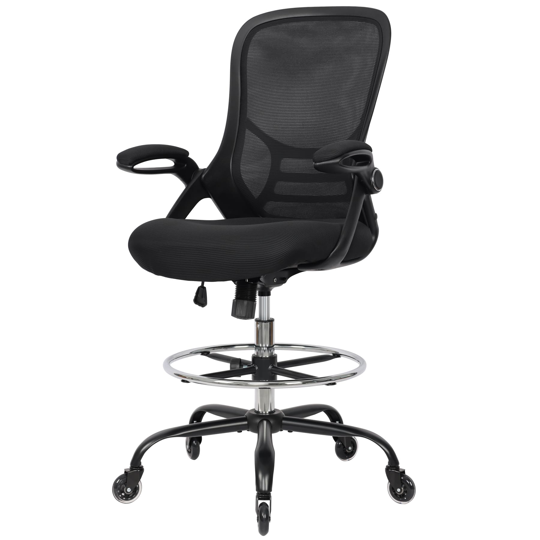 Ergonomic Adjustable Drafting Chair with Lumbar Support & Footrest - Heavy Duty Tall Office Stool for Artists, Standing Desk & Home Office Use - Perfect for Drawing, Drafting & Long Work Sessions