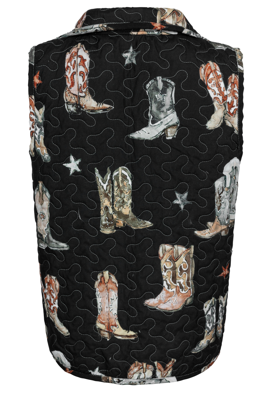 Ida Mae Thunderbird Boots Vest for Women - Black Western Style Vest | Perfect for Cowgirl Outfits, Rodeo Events & Country Music Festivals