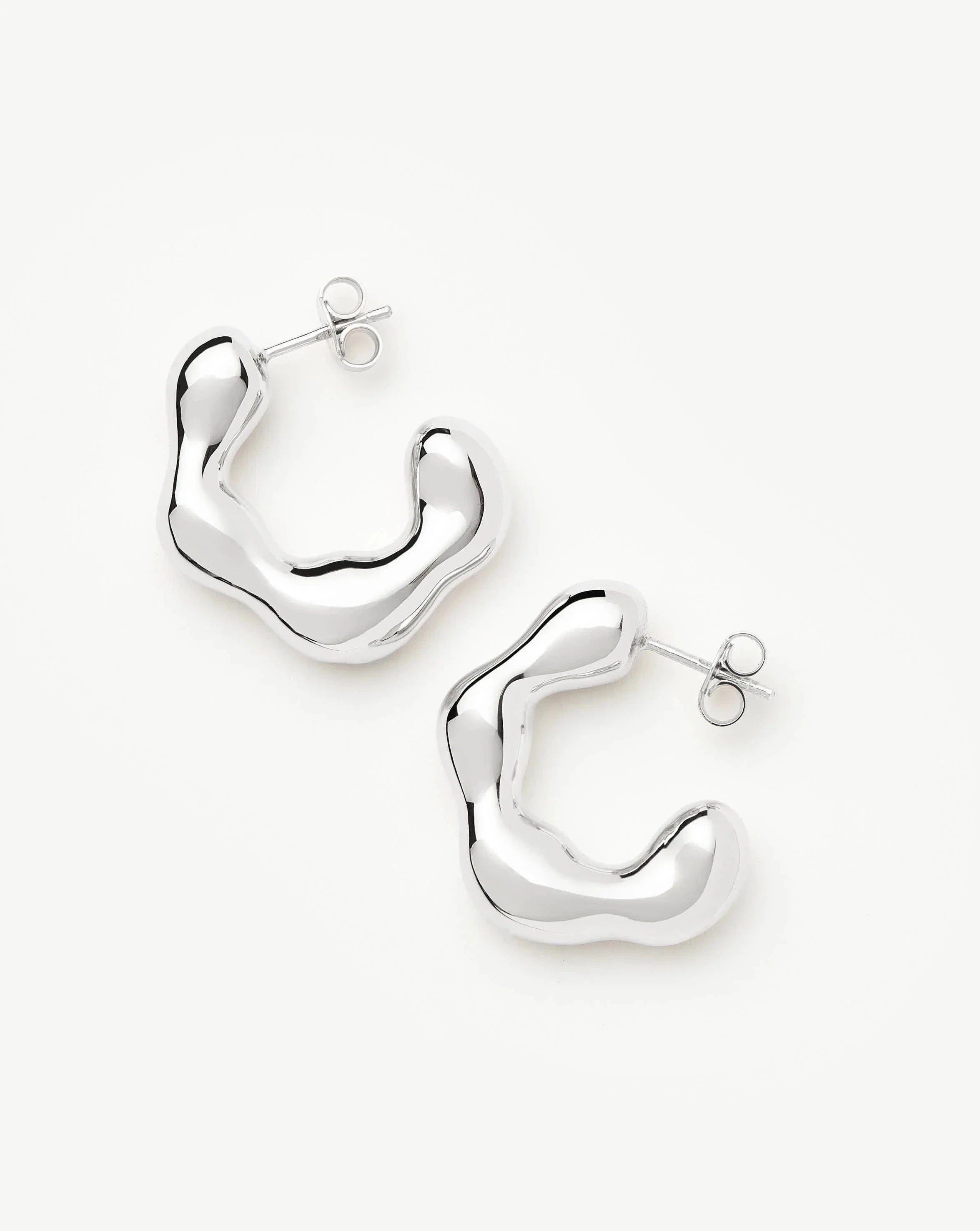 Eny Puffy Medium Hoop Earrings for Women | 925 Sterling Silver Hypoallergenic Dangle Earrings | Perfect for Everyday Wear, Parties & Gifts